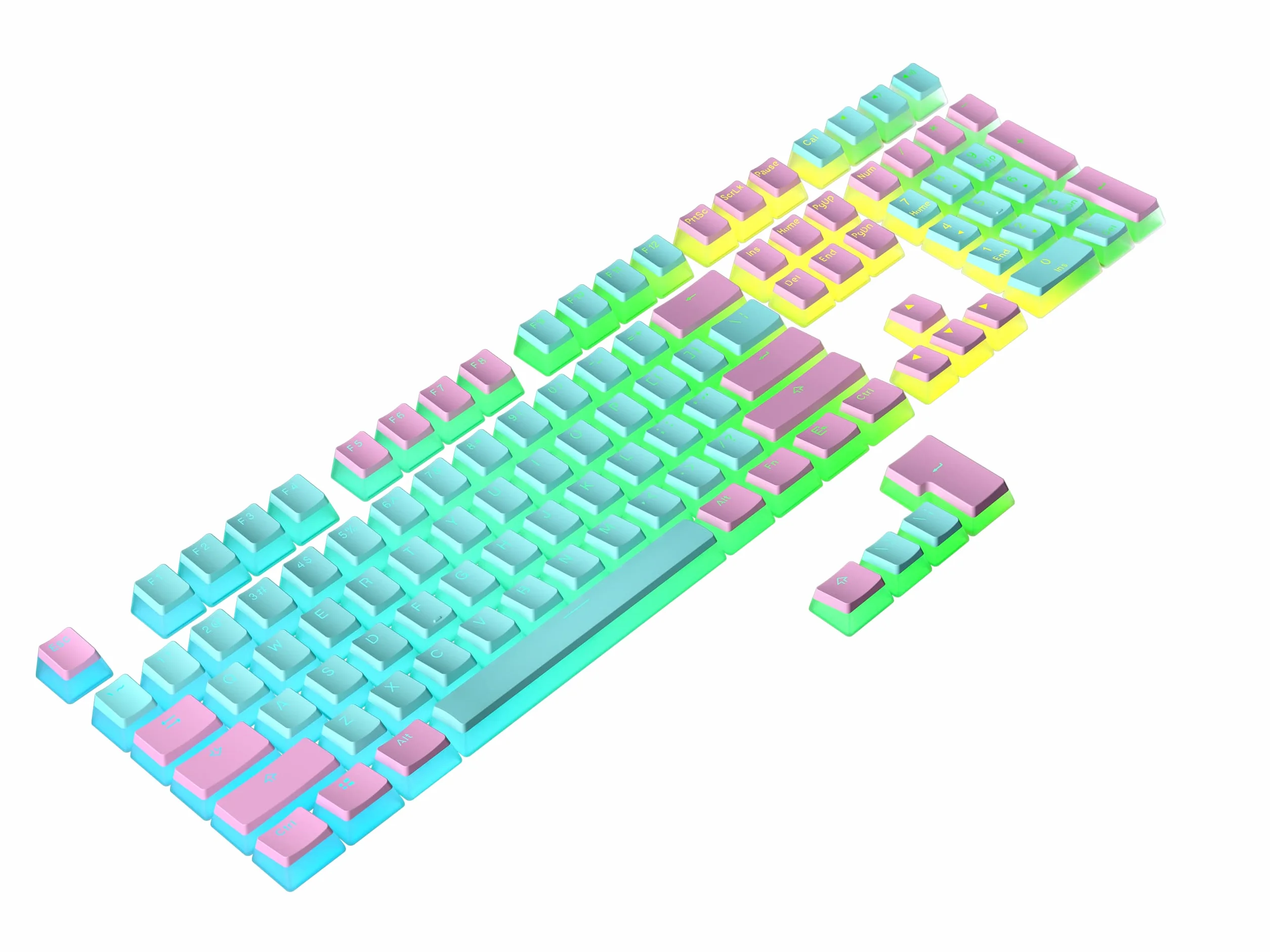 Ranked Klawisze Pudding PBT 112 Układ Półprzezroczystych Podwójnych Strzałów ANSI US ISO Profil OEM Mechaniczna Klawiatura do Gier RGB Miami
