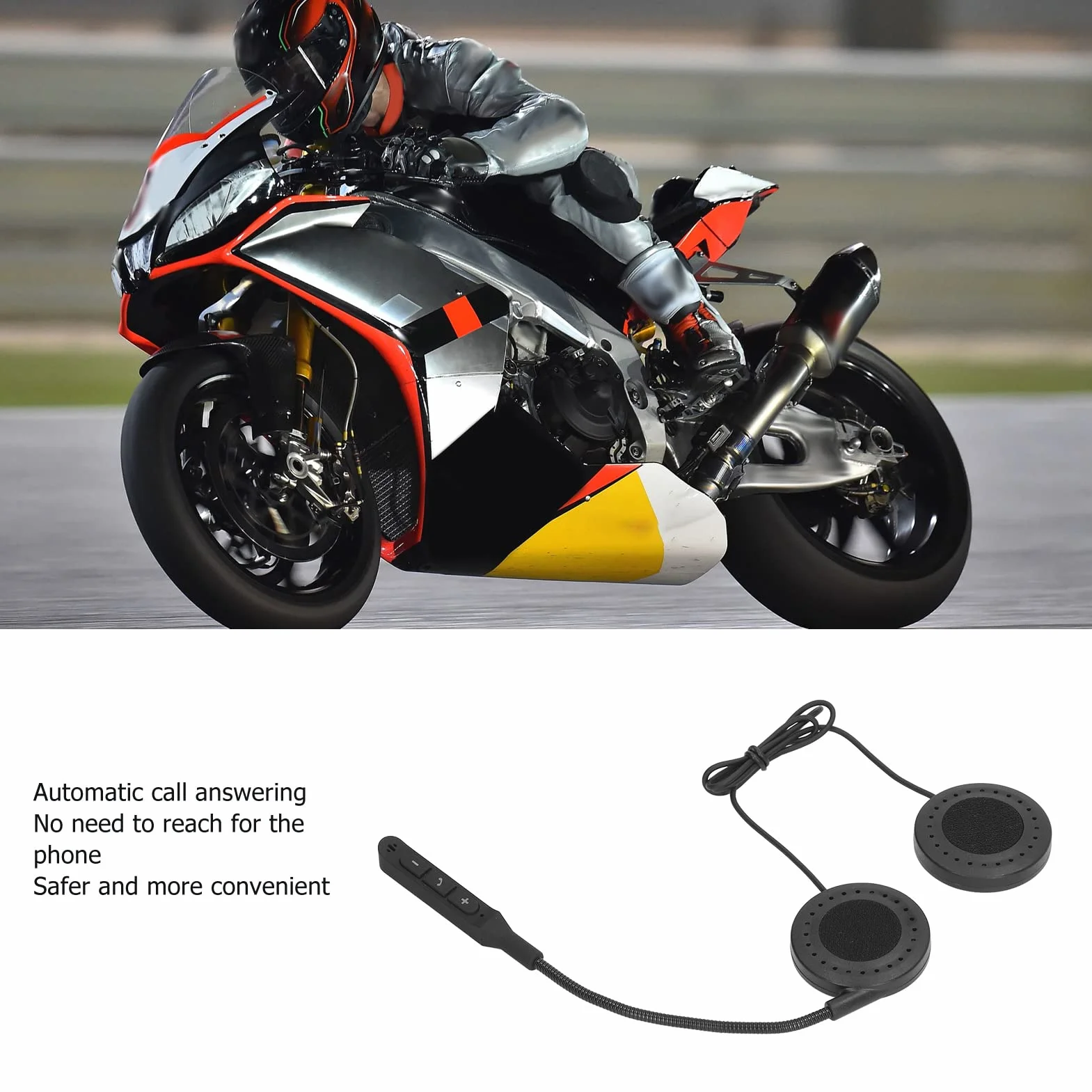 Zestaw Słuchawkowy Bluetooth do Kasku Motocyklowego, Wodoodporny Zestaw Głośnomówiący Muzyka Sterowanie Połączeniami Bluetooth 5.0