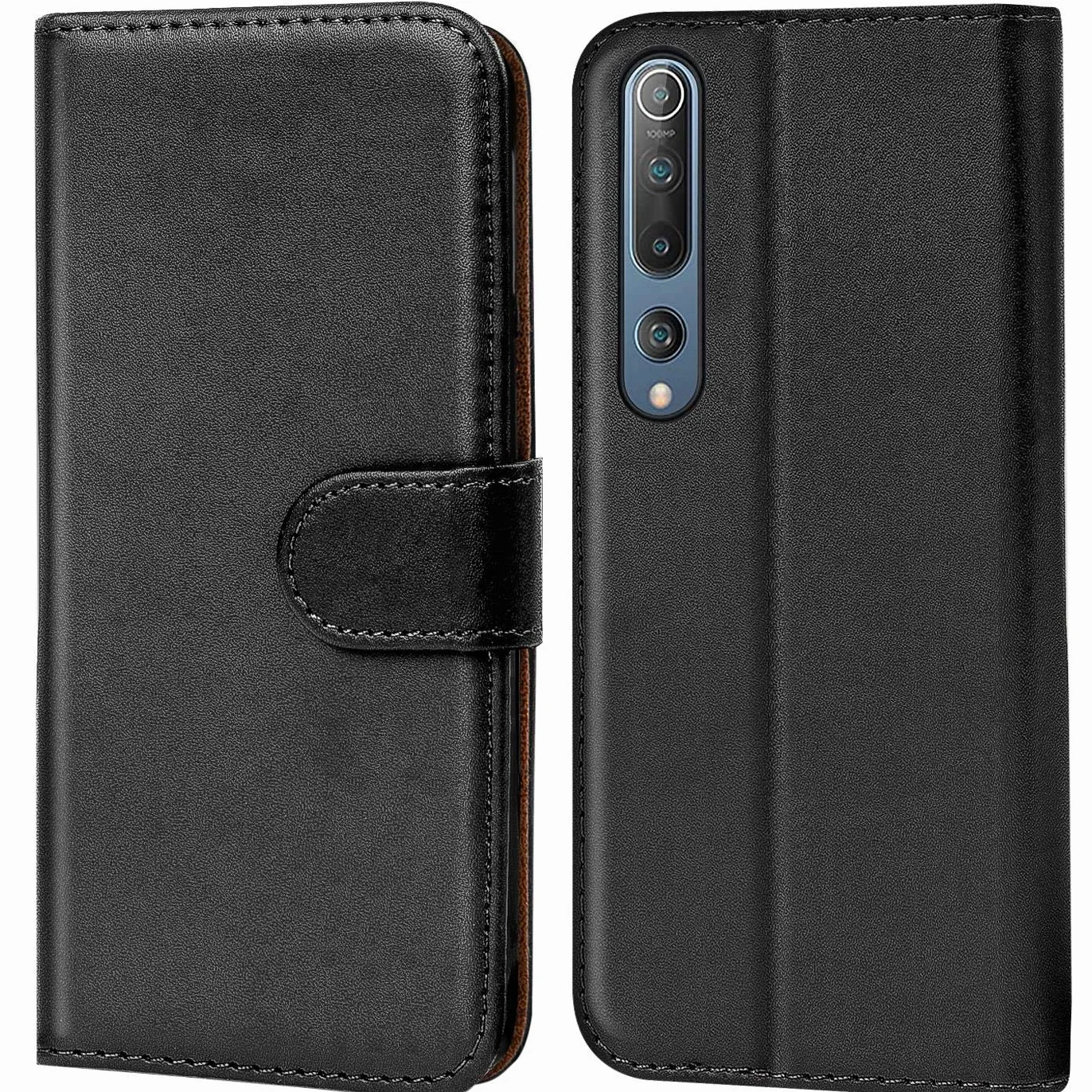 Verco Etui Kompatybilne z Xiaomi Mi 10 / Mi 10 Pro Case, ochronne obudowa dla Xiaomi Mi 10 / Mi 10 Pro portfel smartfon przegródki na karty, Czarny