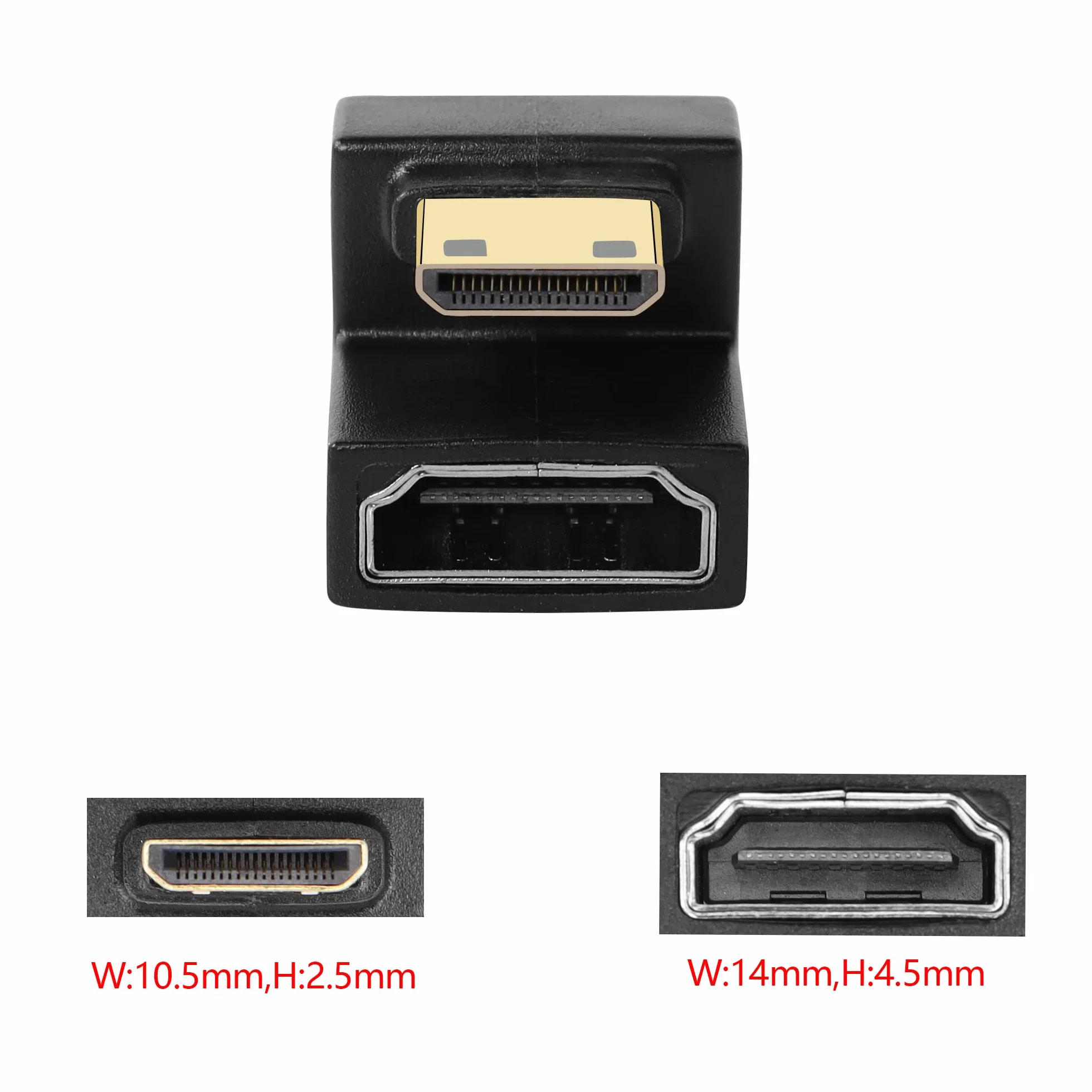 GINTOOYUN U Form Adapter Mini HDMI na HDMI 8K mini wtyczka do 180 stopni gniazda przedłużacz do aparatu, laptopa, tabletu, HDTV, projektora, 2 szt.