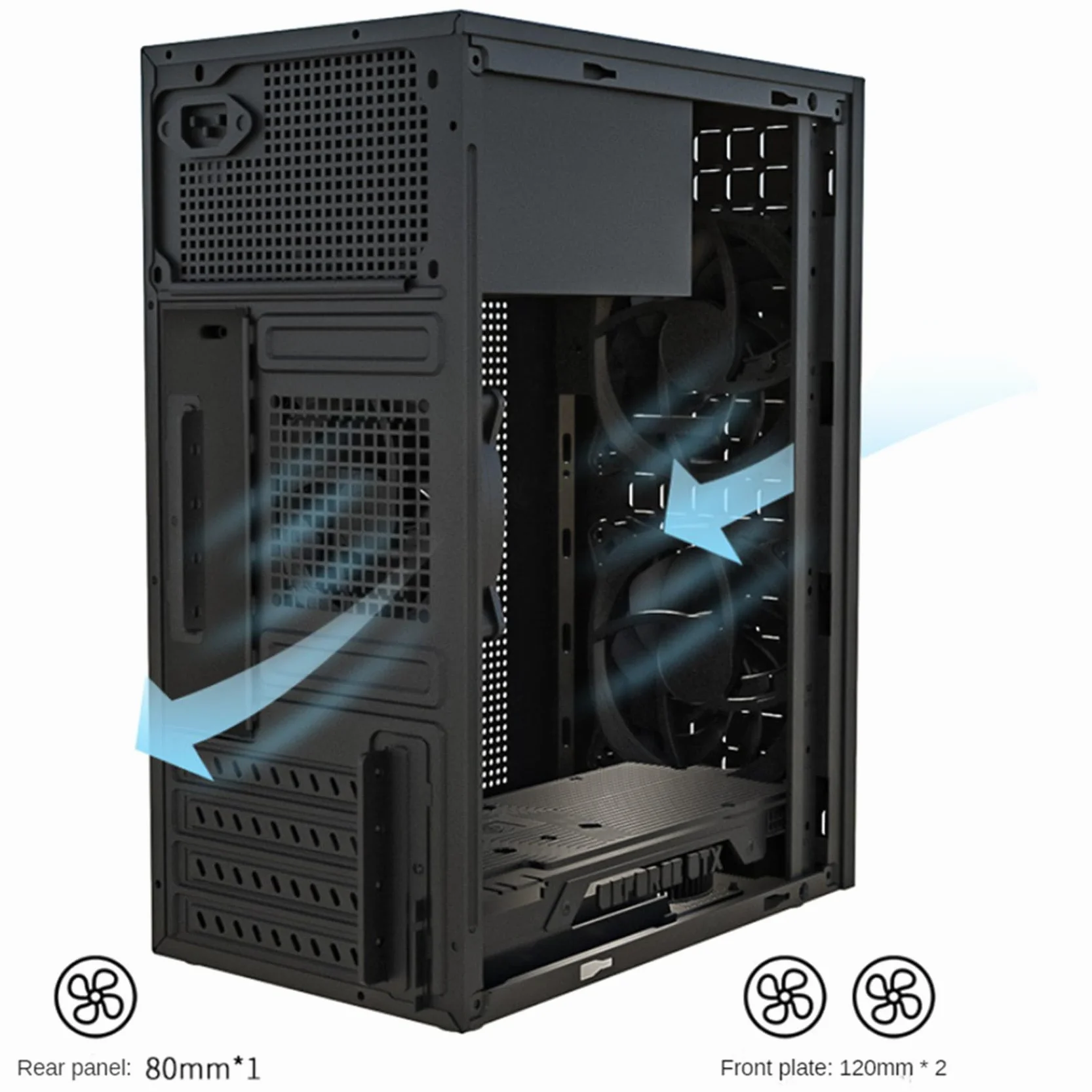 2X Obudowa Komputera MINI M-ATX/ITX Komputer PC Obudowa USB2.0 Obsługa Dysku SSD 3,5-Calowy Dysk Twardy Mini Obudowa Zasilacza