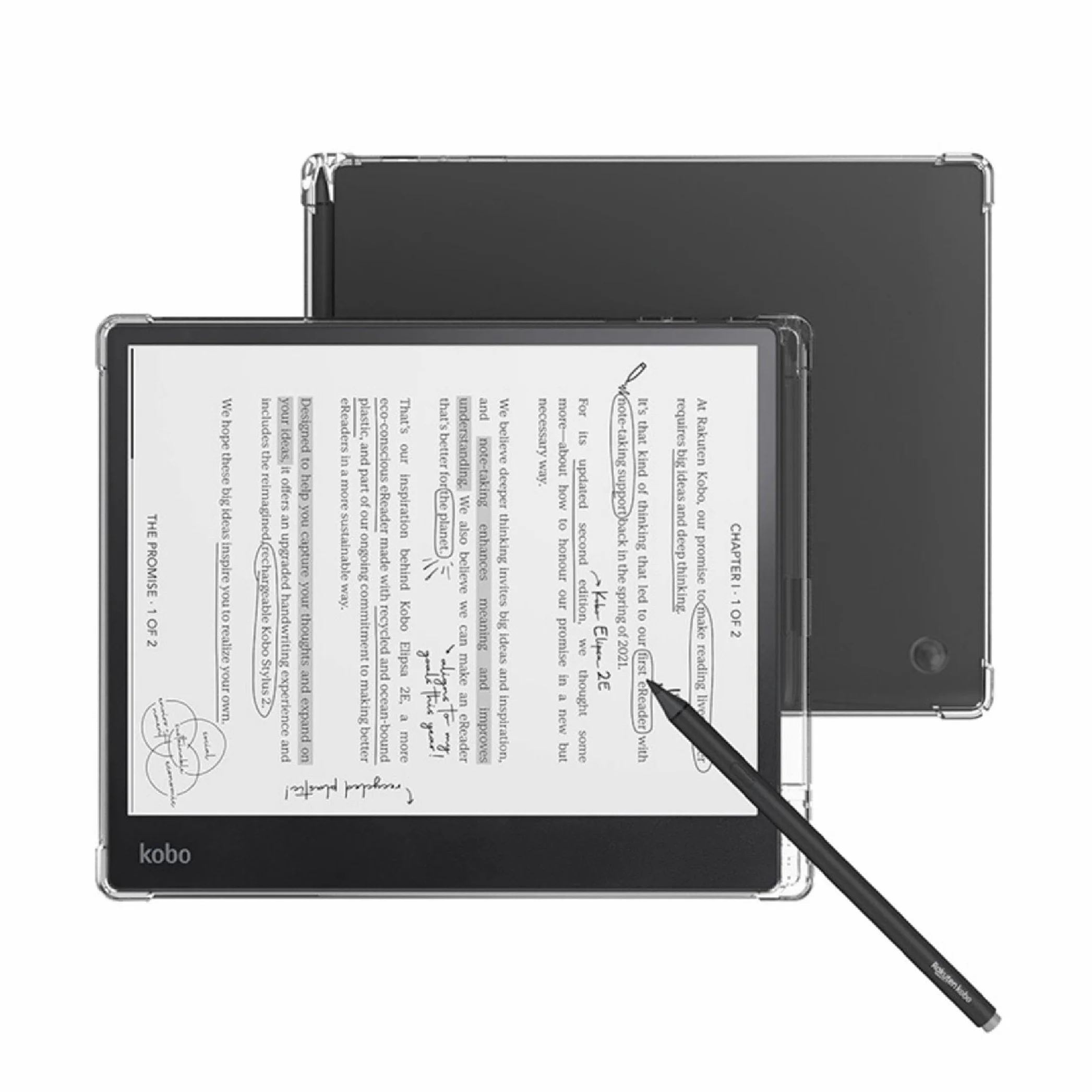 GIOPUEY Kobo Elipsa 2E przezroczyste etui z otworem na długopis - miękka tylna powłoka z TPU, smukła osłona z ochroną poduszki powietrznej, lekkie - przezroczyste