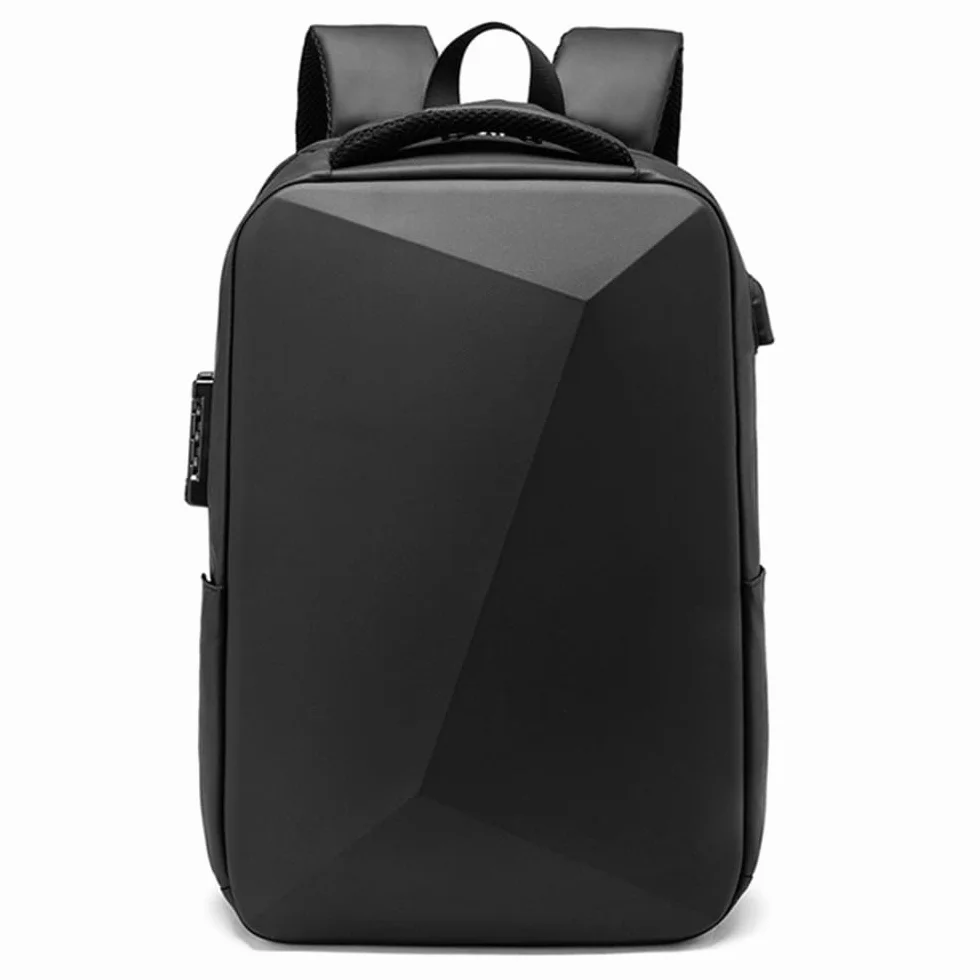 XINYASEE Plecak na laptopa, wodoodporny plecak podróżny, biznesowy plecak EVA, antykradzieżowy plecak szkolny unisex z portem ładowania USB, czarny, PRZECIĘTNY, Klasyczny, swobodny