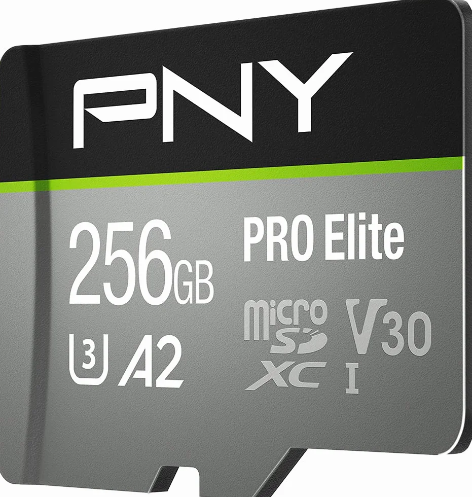 PNY PRO Elite 256GB microSDXC Memory Card + SD Adaptor, Class 10 UHS-I, U3, A2 App Performance, V30 for 4K Video, Read speed up to 100MB/s