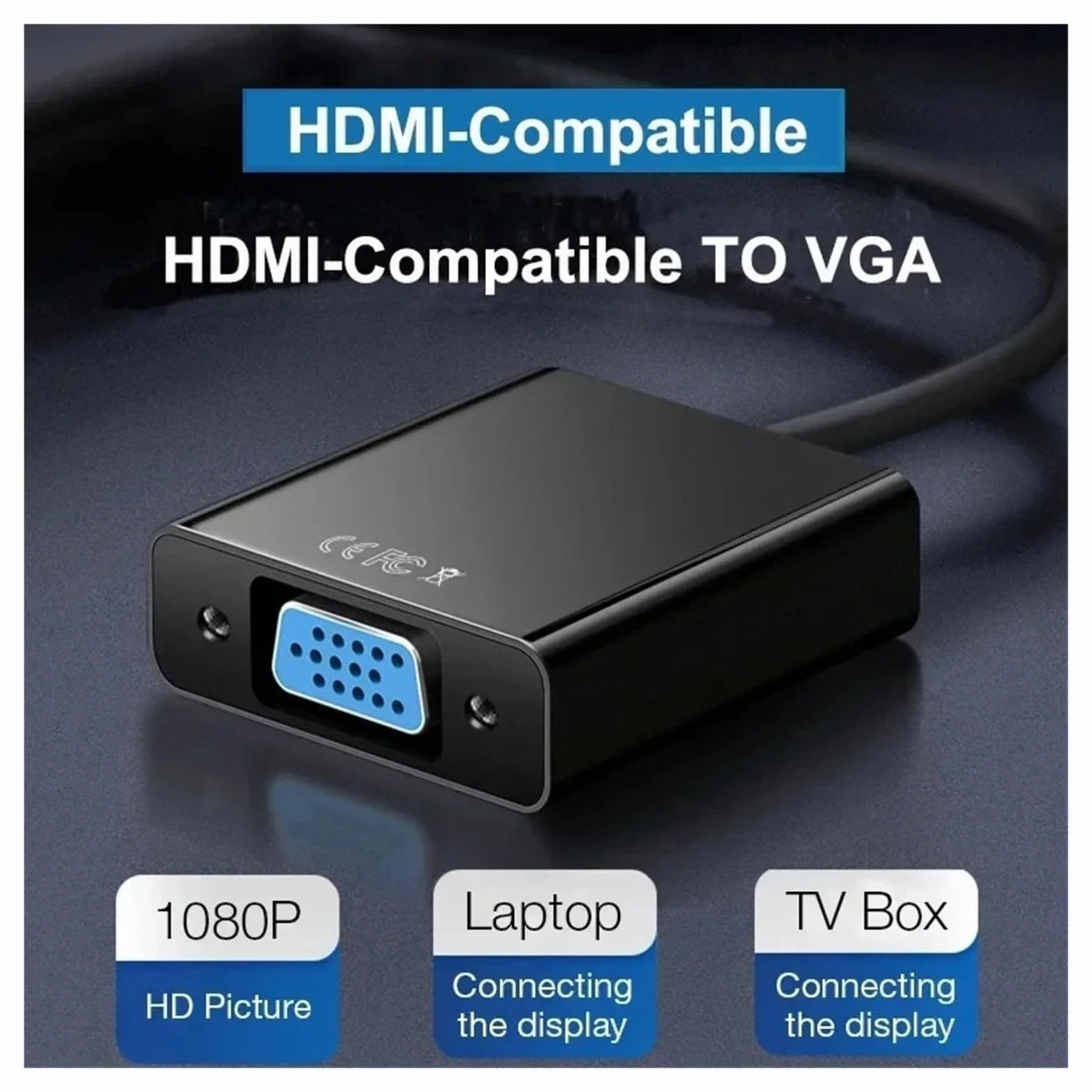 Adapter audio 1080P HDMI do VGA konwerter męski na żeński do komputera PC Laptop (czarny)