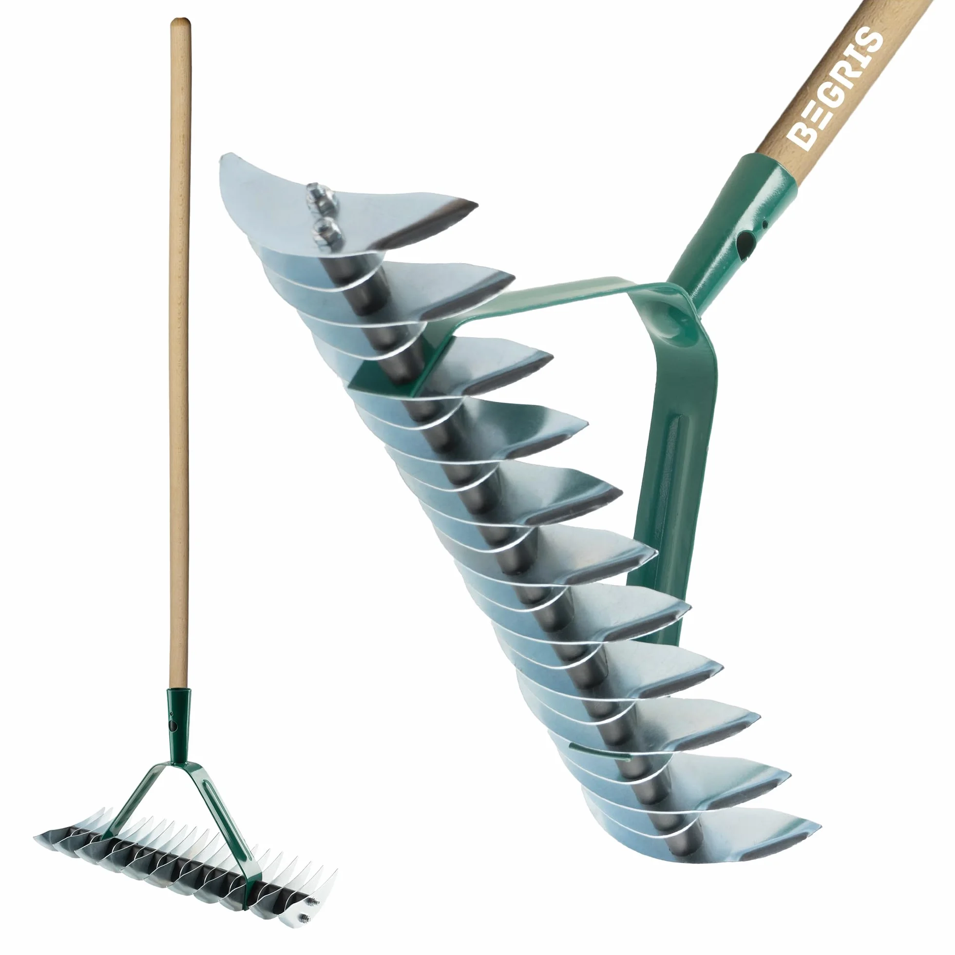 Dwustronny aerator metalowy ręczny 37 cm x 13 cm do trawnika wertykulator z drewnianym trzonem 150 cm spulchniacz gleby akcesoria ogrodowe napowietrzacz