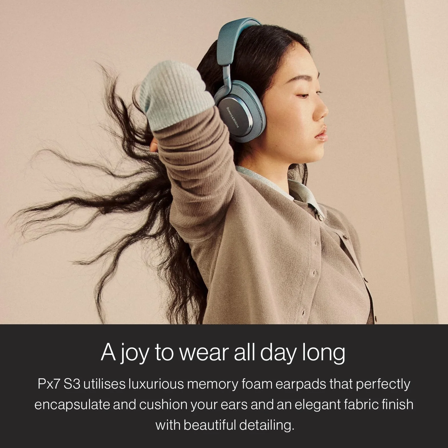 Bowers & Wilkins Słuchawki nauszne Px7 S3 z redukcją szumów, bezprzewodowe, aptX™ Lossless, szybkie ładowanie, 30 godzin odtwarzania, 8 wbudowanych mikrofonów - niebieski (Frostblau)