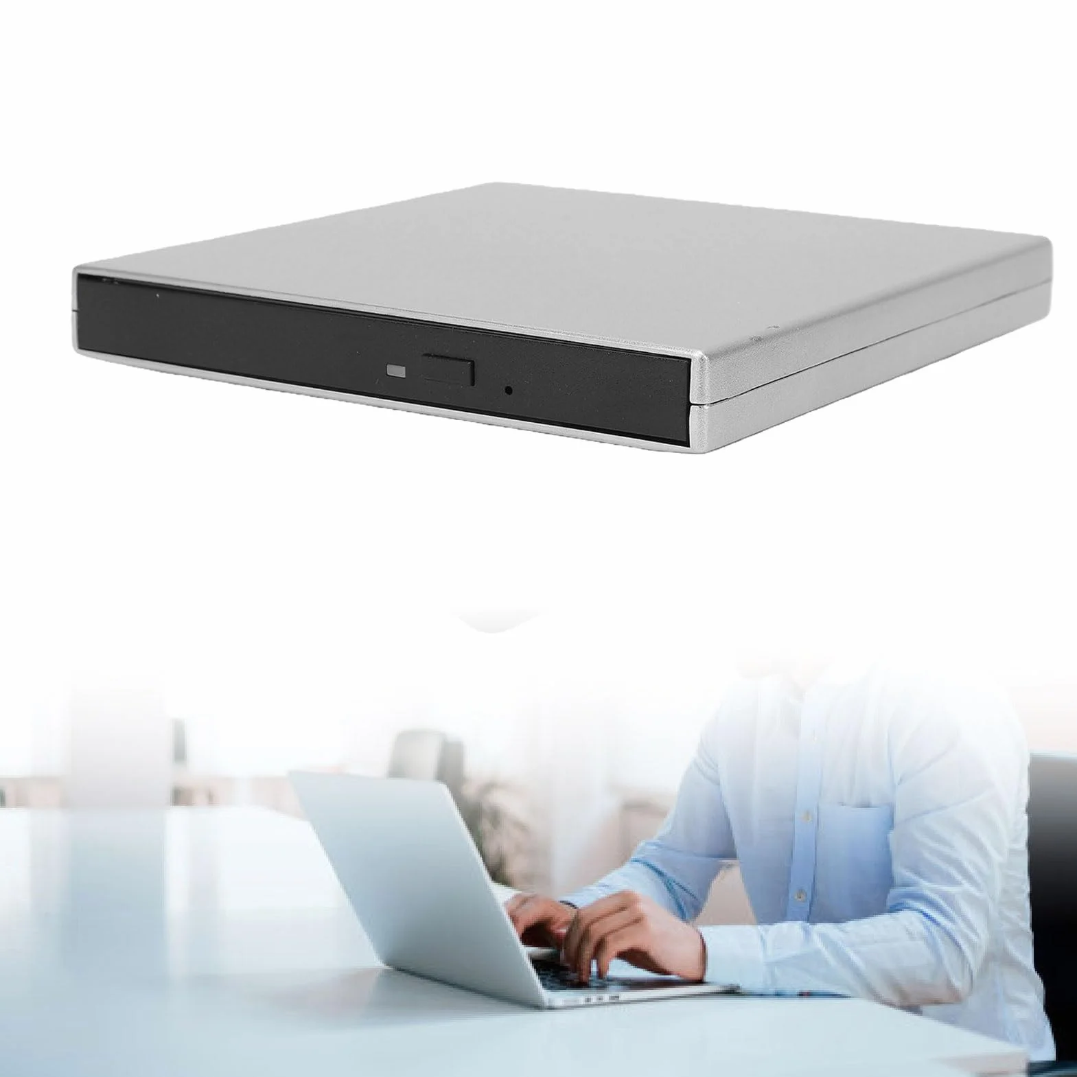 Fockety Zewnętrzny Napęd CD DVD 4K USB do Laptopa Stacjonarnego (BLACK) | Ultra Cienki, Plug & Play, Przenośny Odtwarzacz DVD CD ROM +/RW Odtwarzacz Dysków Optycznych Nagrywarka Czytnik Writer