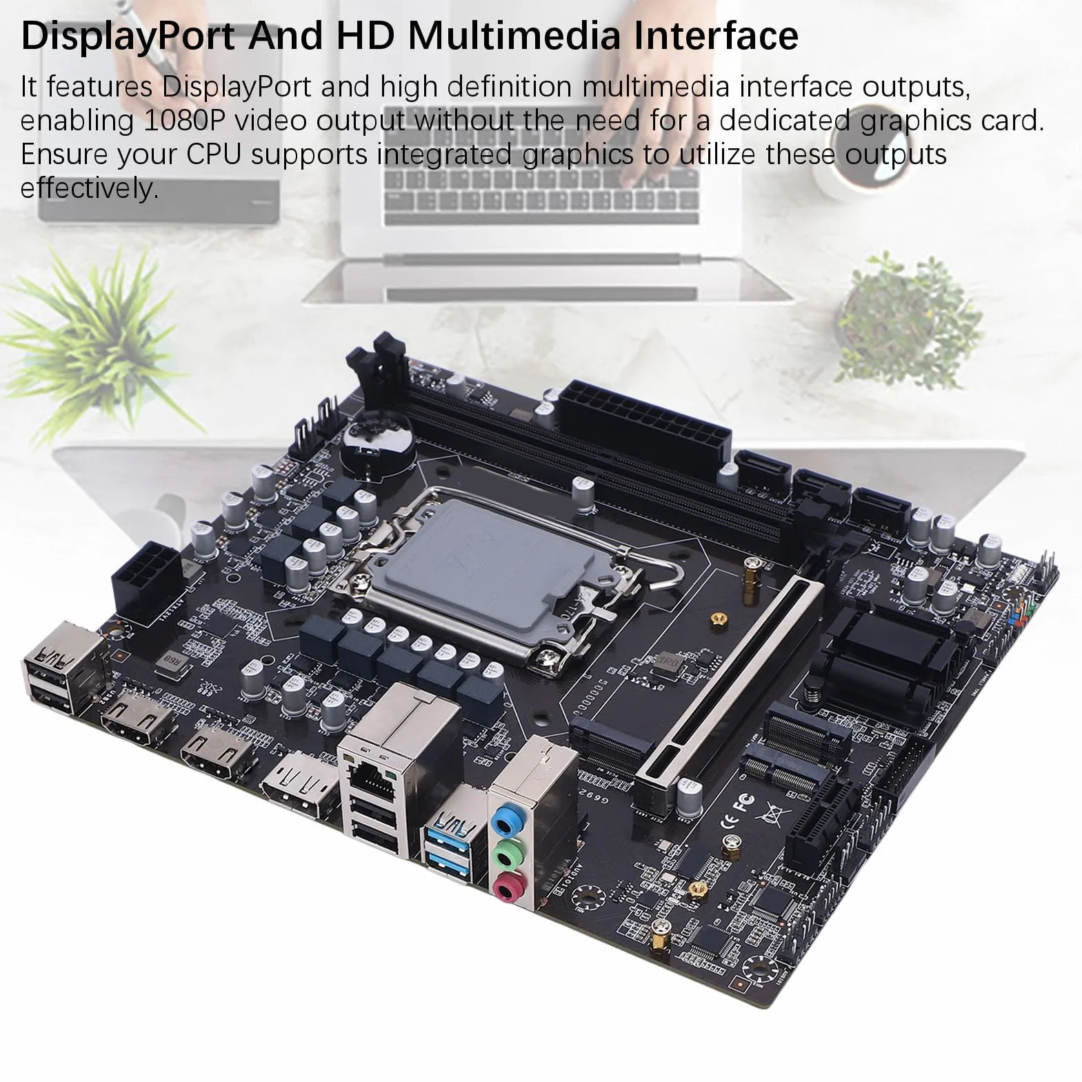 Elprico Płyta Główna ATX, Płyta Główna Gier, Podwójny kanał DDR4 M.2 Szeregowy Gniazdo ATA 3.0 6 GB/s, dla LGA 1700 Obsługuje I3 I5 I7 I9 I9 I9 13th 14th Gen z Wyjściami Displayport i