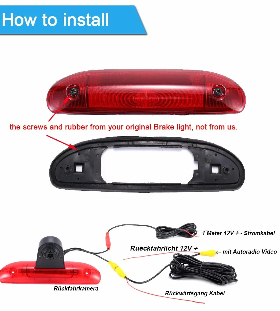 HD widoczność w nocy kamera cofania w 3. światło hamowania, system cofania + wyświetlacz LCD TFT o przekątnej 4,3" do FIAT Ducato 244 Bus Kast/Peugeot Boxer/Citroen Jumper 2002-2006 Relay 2002-2006
