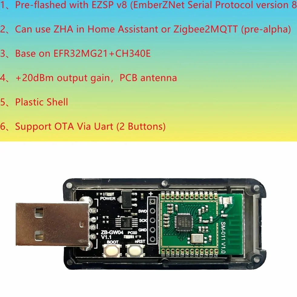 1 SZTUK ZigBee 3.0 Labs Mini EFR32MG21 Open Source Hub Gateway USB Dongle Chip Module Silicon Universal