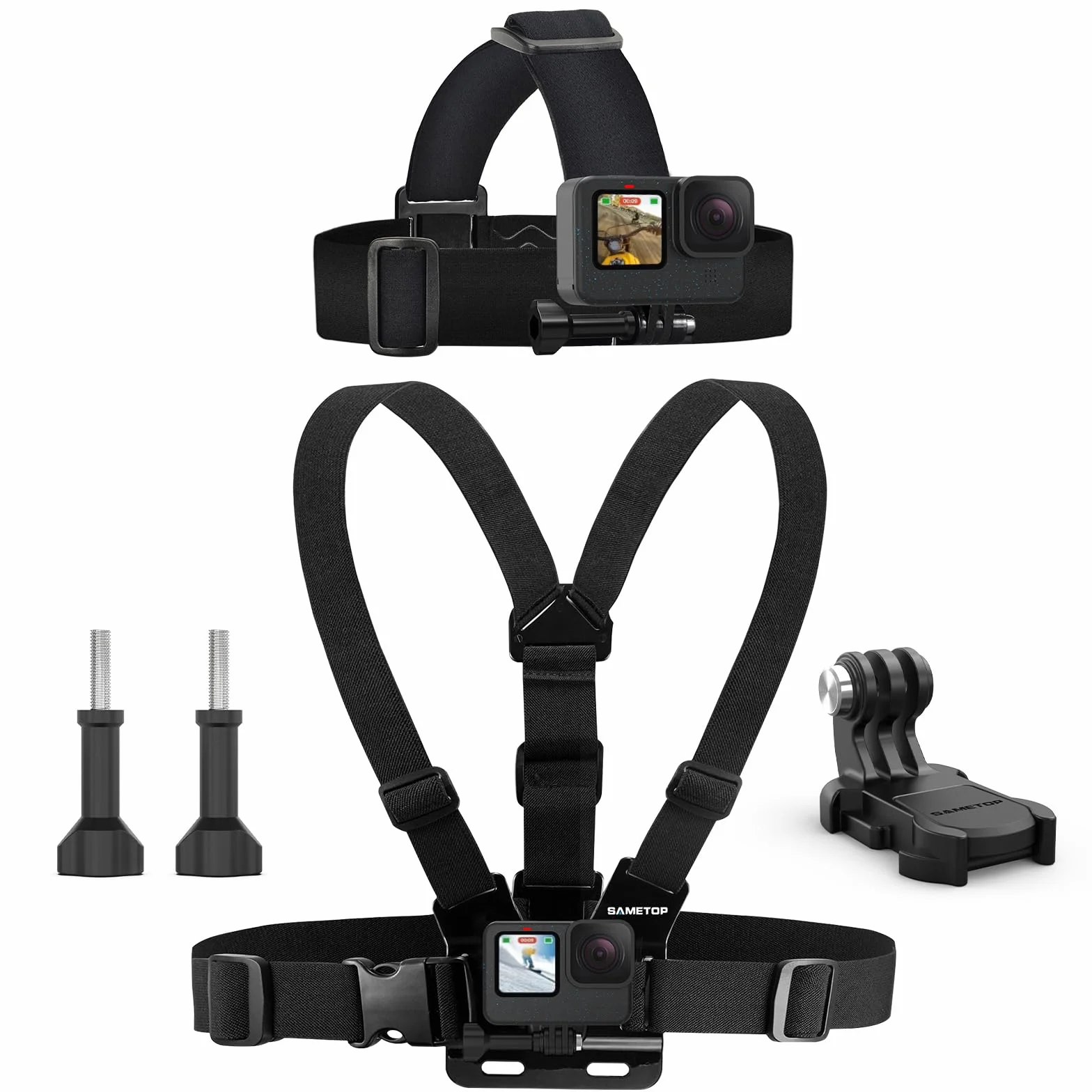Chesty Opaska na Głowę Uchwyt Mocowanie Klatkę Piersiową do GoPro | Zestaw Pas Piersiowy Head Strap, do Go Pro Hero 13 12 11 10 9 8 7 6 5 Max Mission Session AKASO DJI Osmo Kamery Sportowe