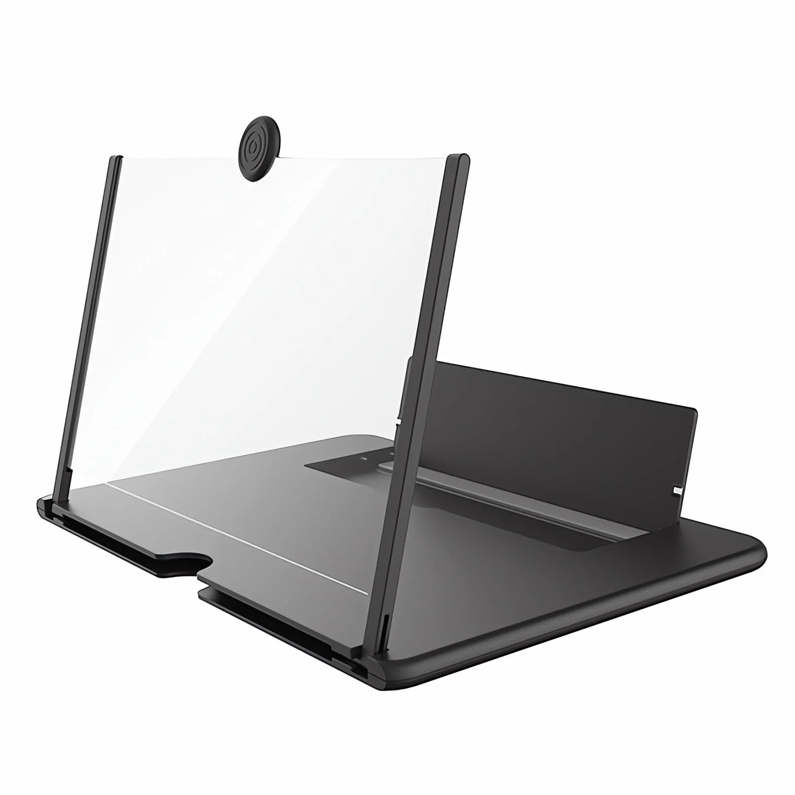 Lupa ekranu do telefonu, cienka składana lupa ekranu telefonu, wzmacniacz ekranu telefonu komórkowego 3D HD, ze składanym uchwytem, ekran powiększający smartfona (czarny, 45 cm)