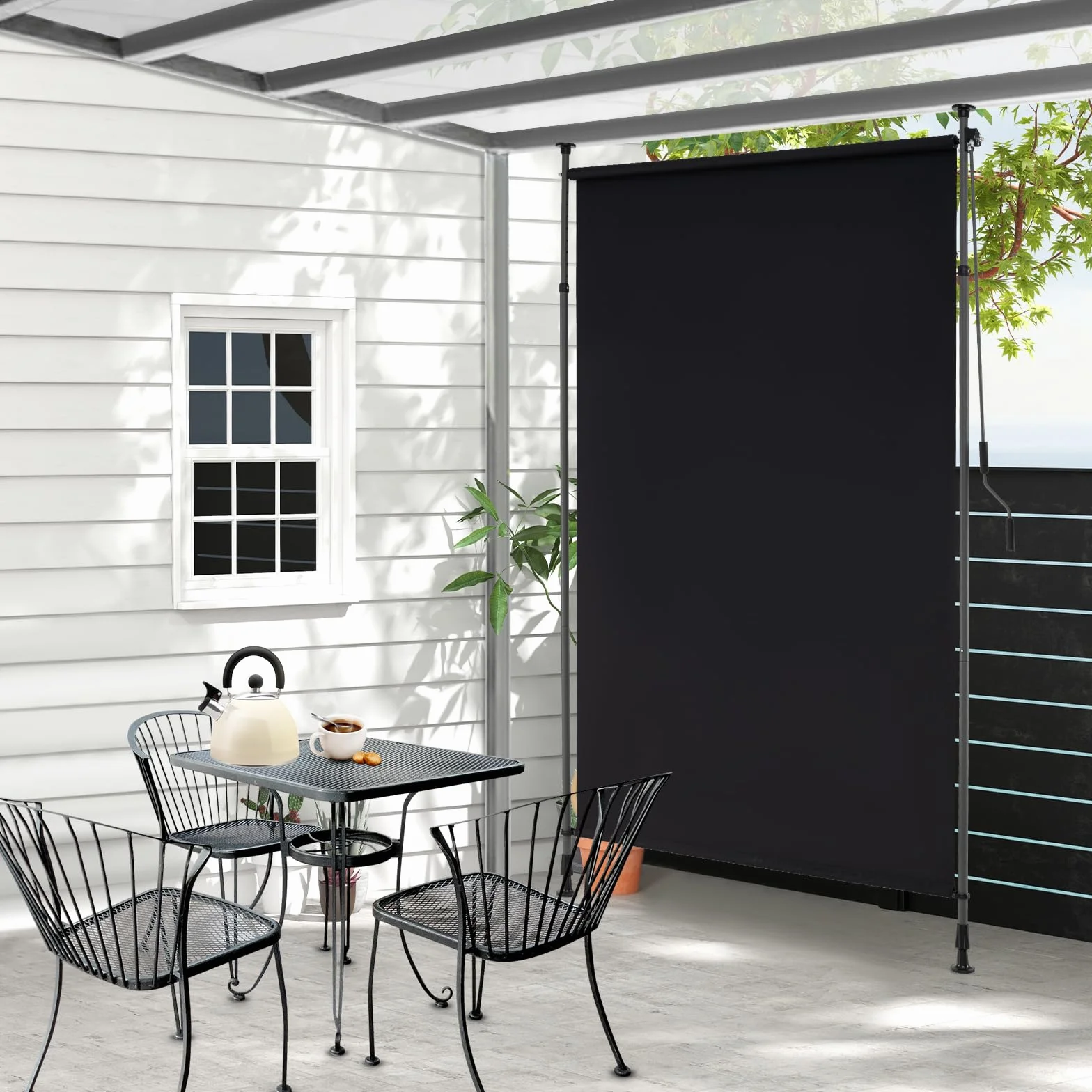 COSTWAY Markiza pionowa zewnętrzna, markiza pionowa, 250 x 220-310 cm, z regulacją wysokości i wysuwana, bez wiercenia, roleta balkonowa z korbą, ochrona przed spojrzeniami, na balkon, taras