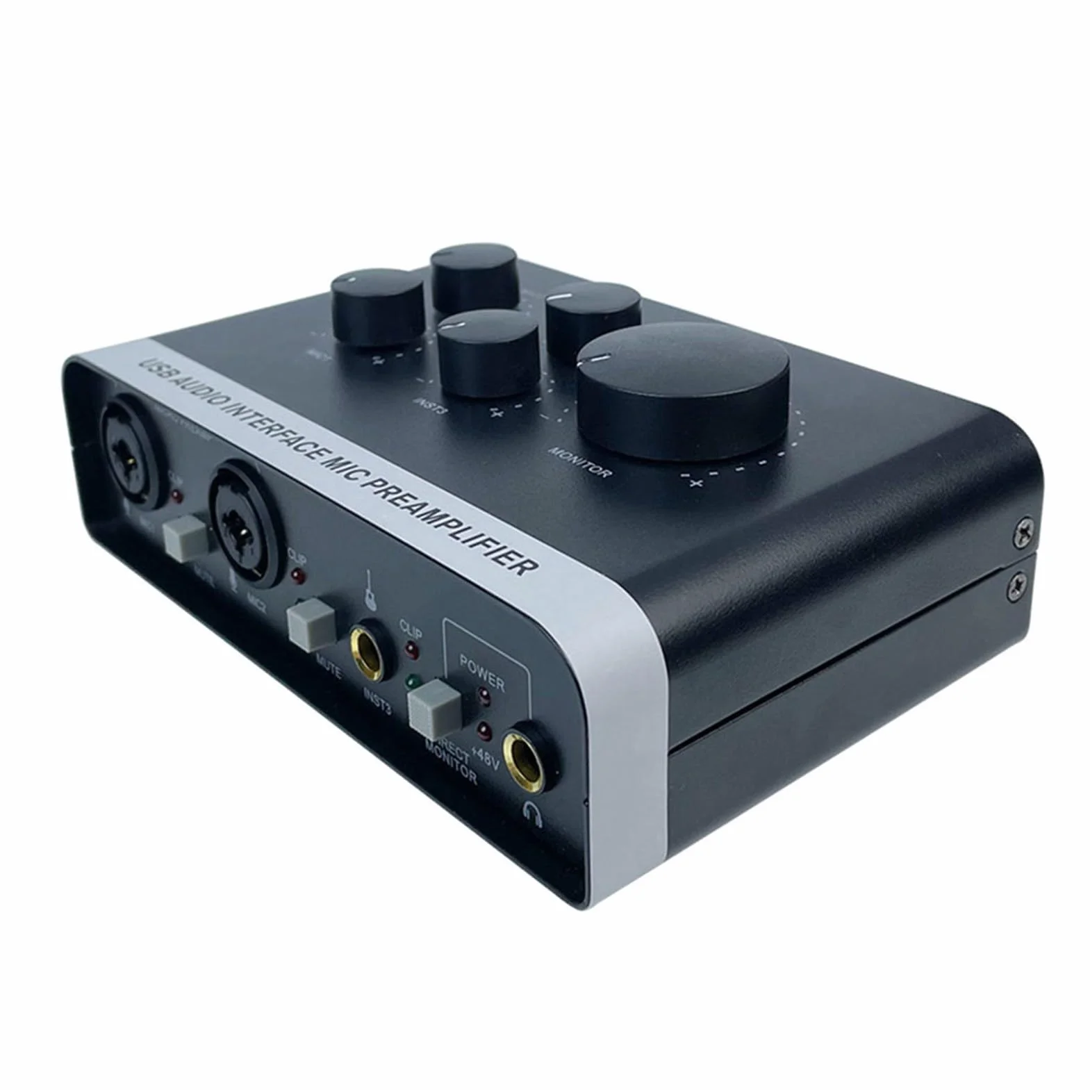 Interfejs Dźwiękowy USB z 48vPower, Profesjonalny Przedwzmacniacz Miksera Dźwiękowego, XLR i 1/4 Cala na PC i Podcasting