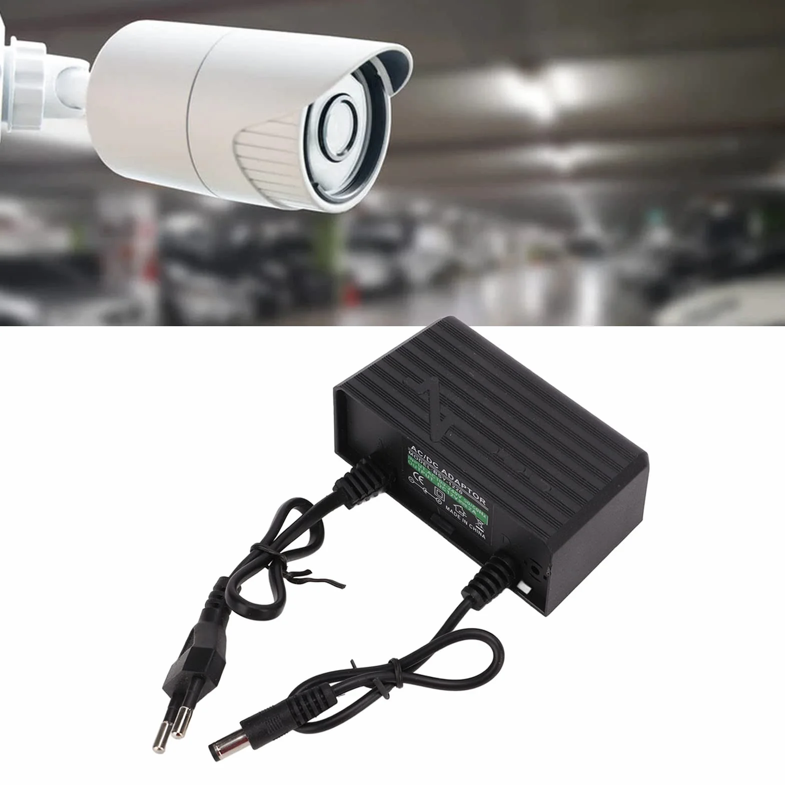 Zasilacz 12V 2A AC 100-240V do DC12V wodoodporny z ochroną odgromową do kamer monitorujących