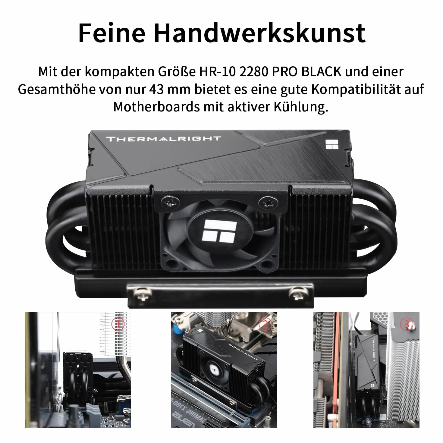 Thermalright HR10 2280 PRO Black radiator SSD, dwustronny radiator, z małym i szybkim wentylatorem PWM, podkładka termiczna do komputera i komputera SSD 2280, wysokowydajna chłodnica SSD