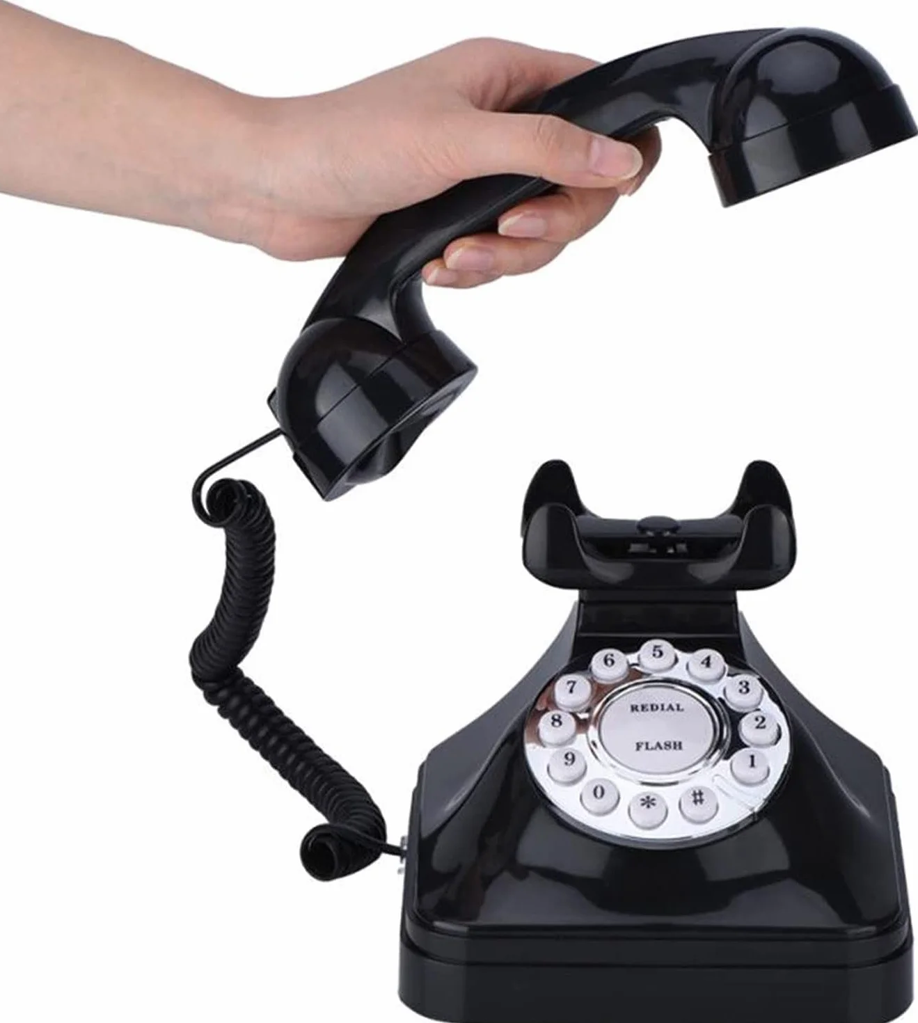 WangXLDD Klasyczny telefon w stylu retro w stylu vintage z przyciskiem staromodny telefon stacjonarny na biurko do domu biura hotelu i baru