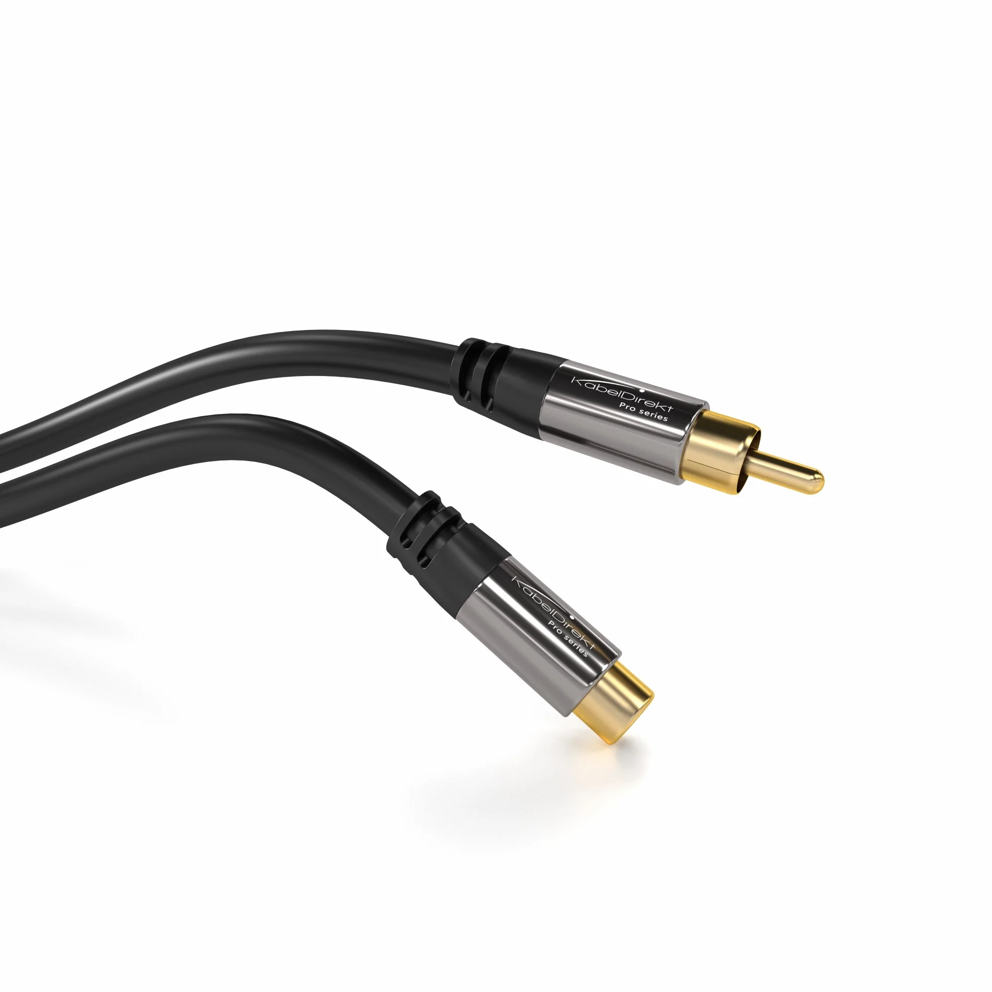 KabelDirekt – Kabel przedłużający Cinch – 1 m – Nietłukący kabel hybrydowy zapewniający doskonałą jakość dźwięku (Subwoofer/Audio, wtyczki RCA do gniazda, wzmacniacz/HiFi, analogowy i cyfrowy)