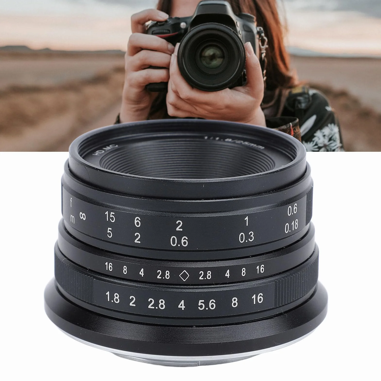 Obiektyw Stałoogniskowy 25 Mm F1.8 z ręczną regulacją Ostrości do Aparatu X-T1 X-T2 X-T3 X-T4 FX Mount Czarny