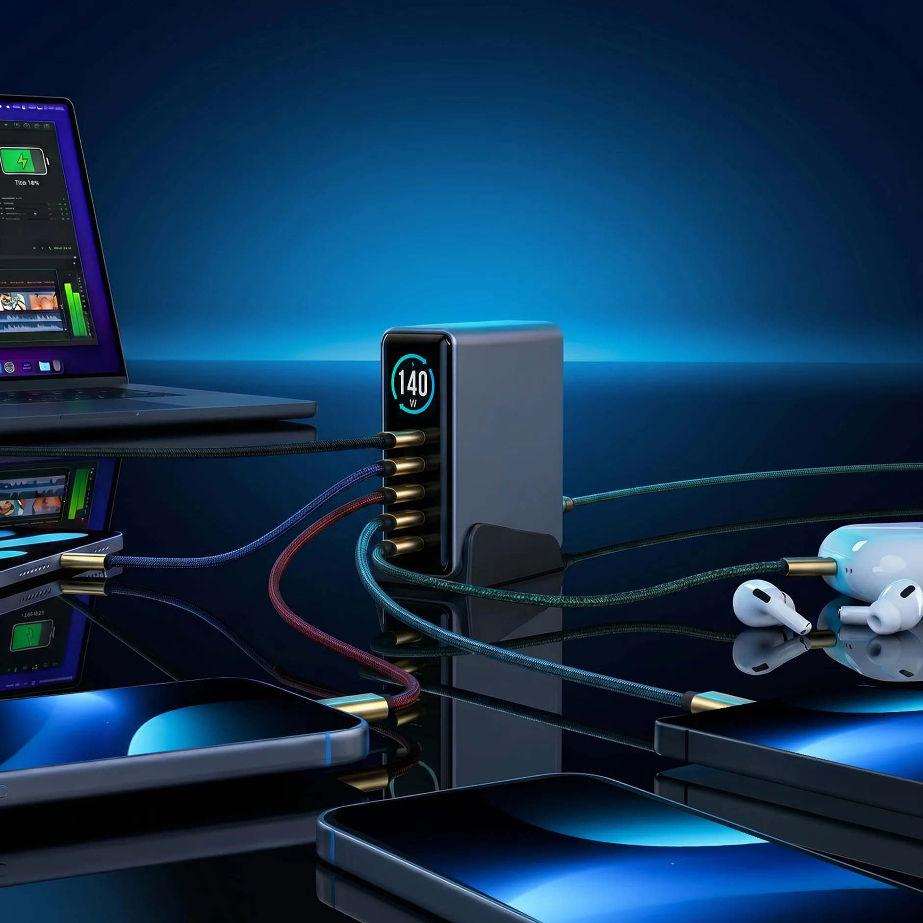 3mk InCharger Desktop Charger Lumin Stacja Ładująca 140W Czarny