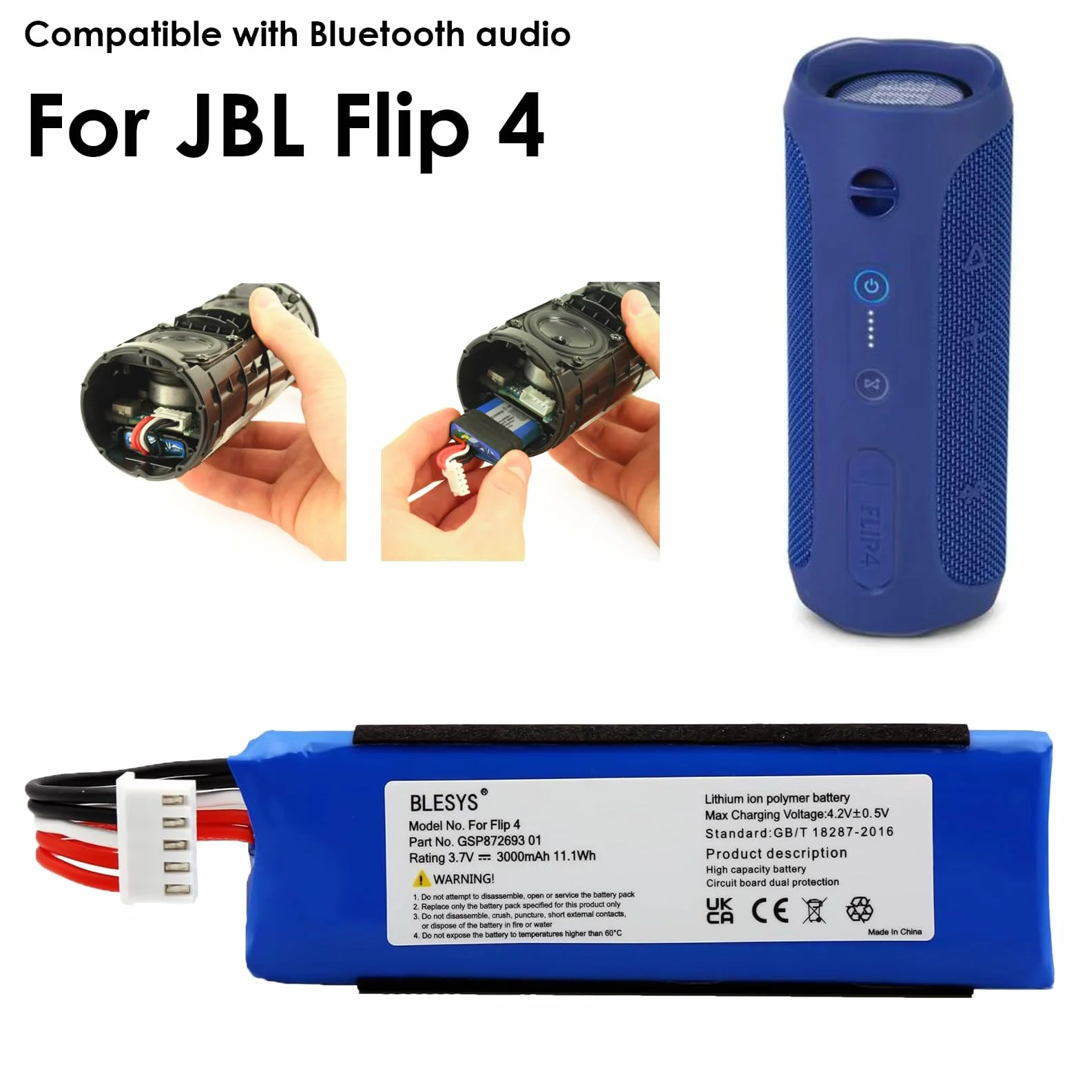 Bateria do JBL Flip 4 głośnik Bluetooth litowo-polimerowy 3,7 V 3000 mAh