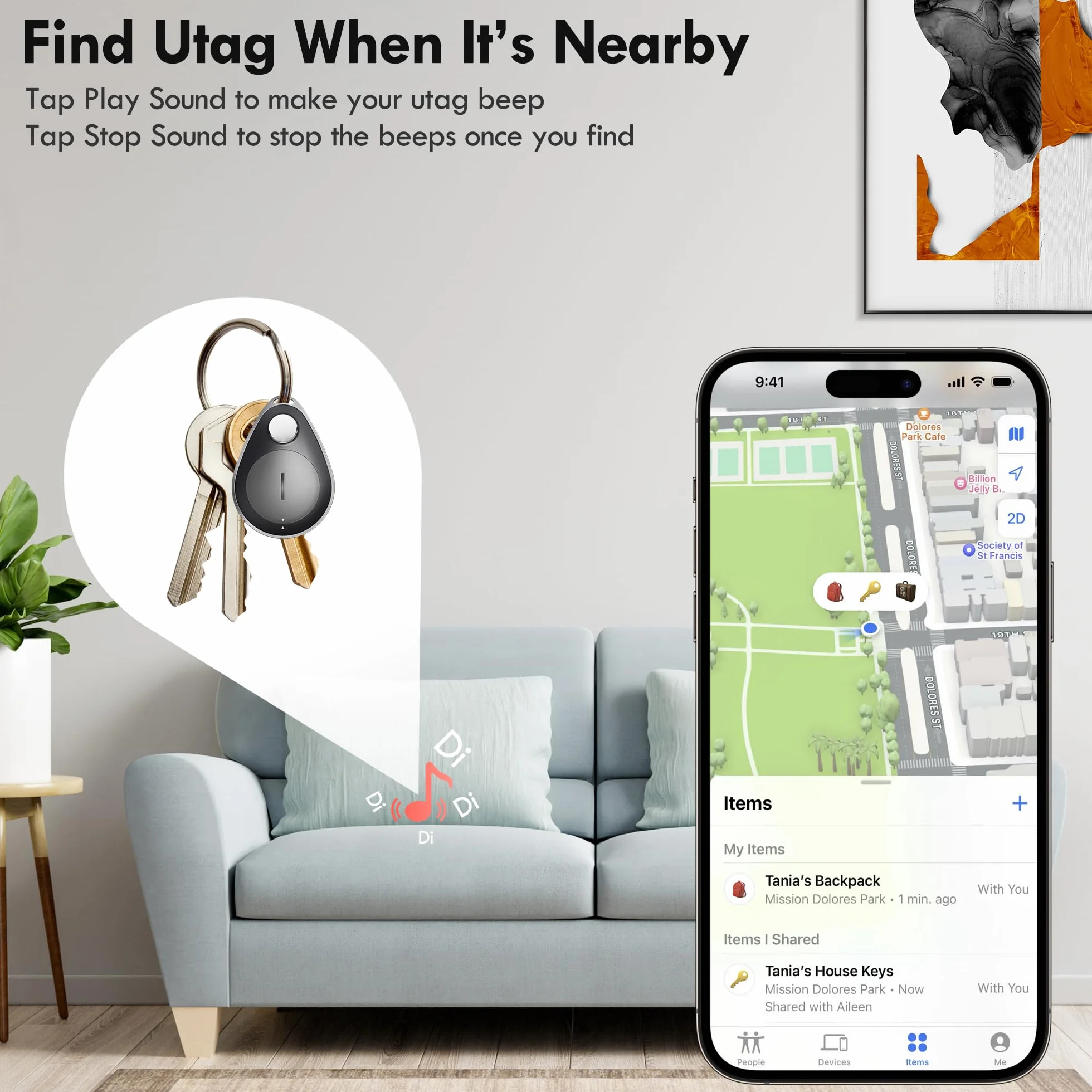 UtagPro lokalizator GPS ukryty, tracker Bluetooth współpracuje z Apple Find My (tylko iOS), wodoodporny, tryb utracony, bez miesięcznej opłaty, certyfikat Mfi, odpowiedni do ubrań, butów, plecaka,