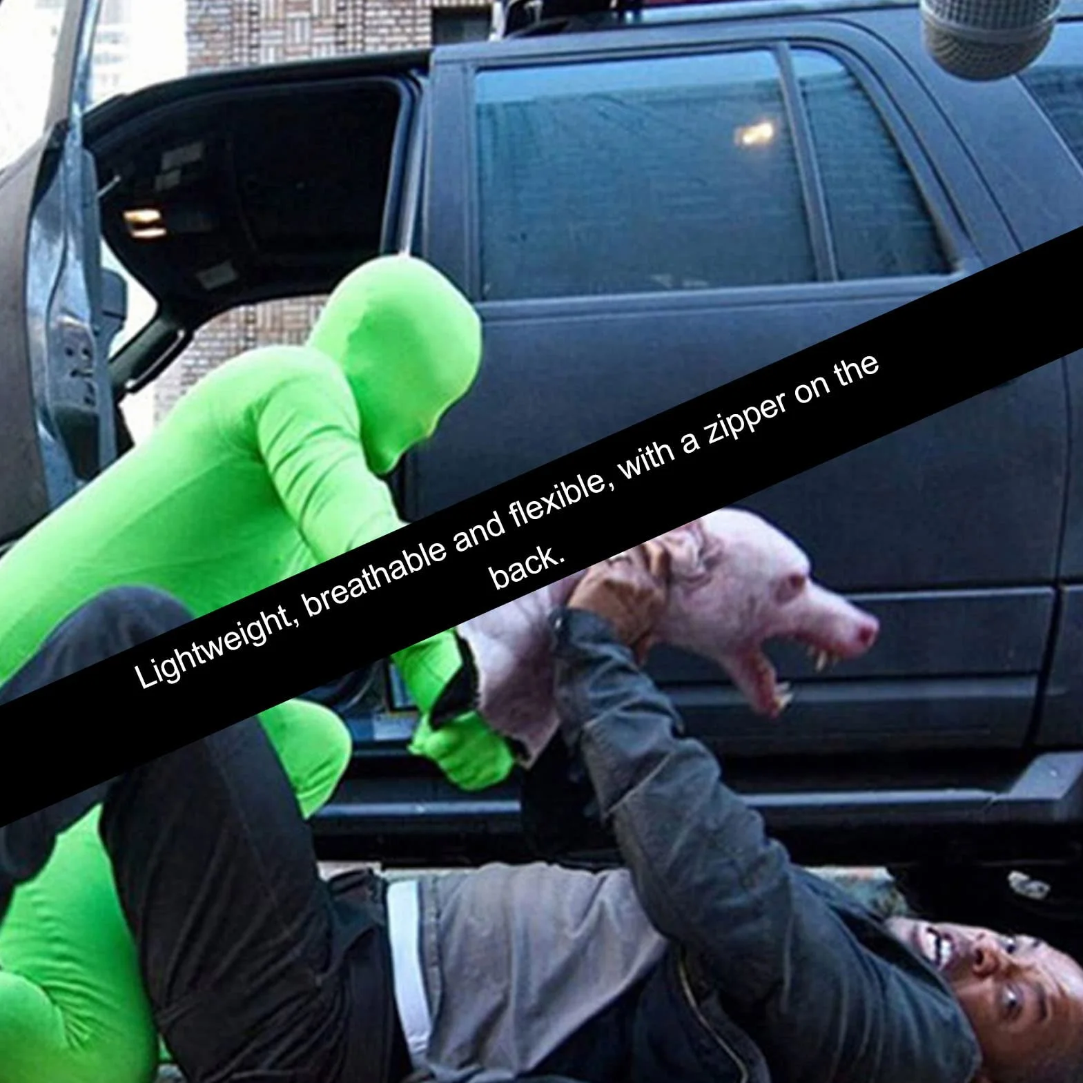 Fotografia Chromakey Body Zielone Całe Ciało Rozciągliwa Tkanina Garnitur Unisex Elastan Stretch Kostium dla Dorosłych Ekran Body Kombinezon do Fotografii Film Wideo(180 cm / 70,87 cala)