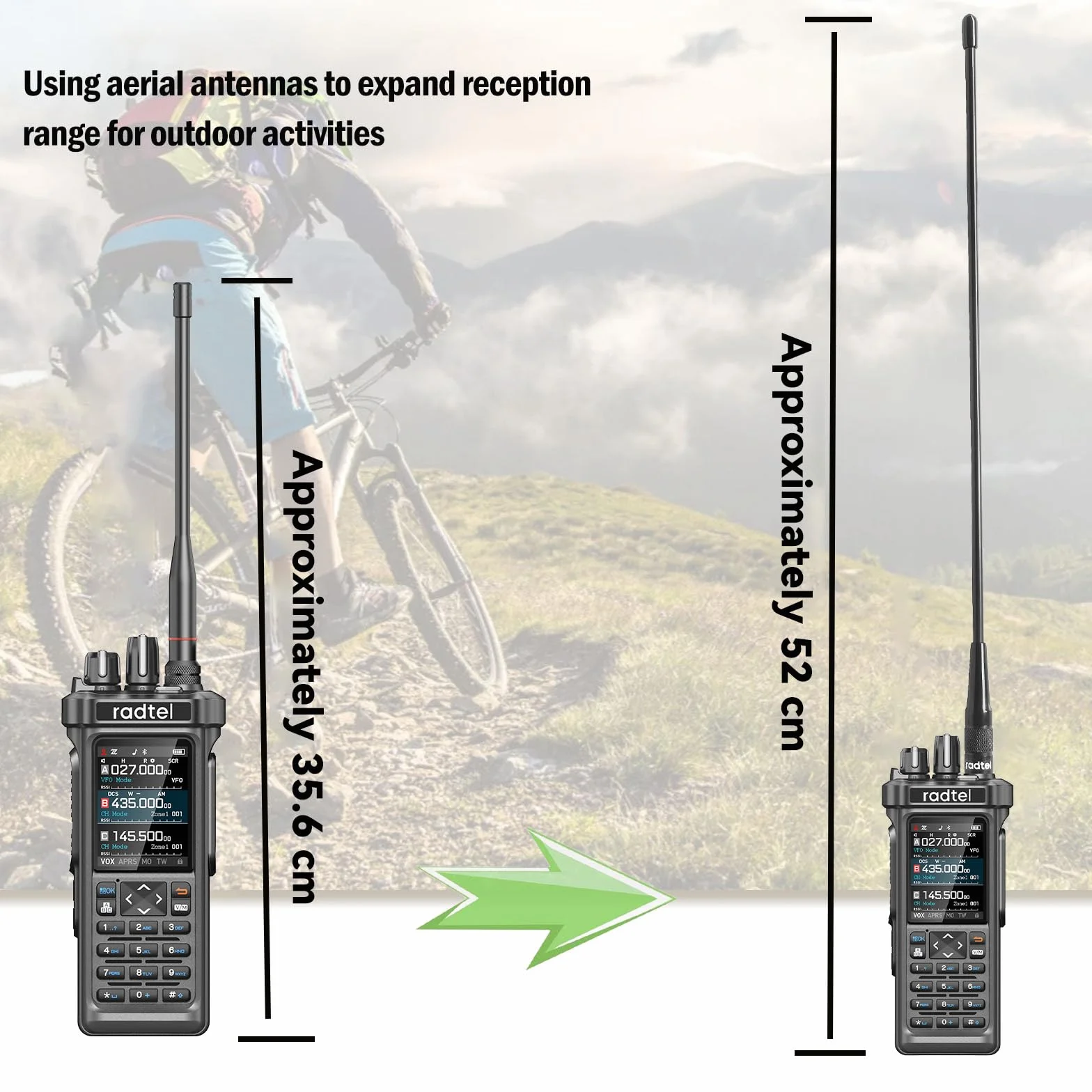 Radtel Antena lotnicza 108-136 MHz, 14,96 cala, Walkie Talkie SMA, żeńska antena powietrzna, kompatybilna z Baofeng 5RM radtel RT-890 RT-470X A36 Plus Quansheng UV-K5 K6 TD-H8 i innymi