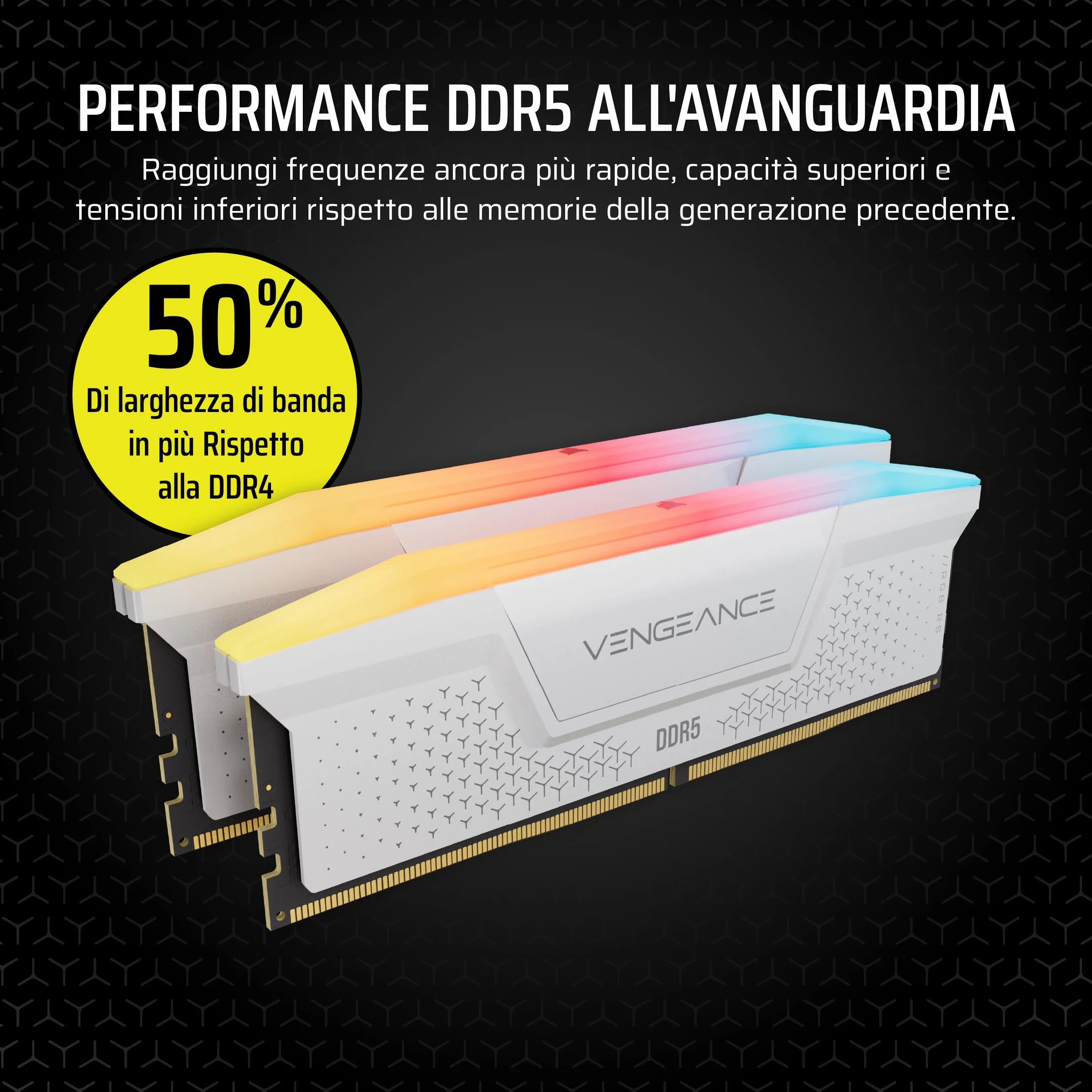 CORSAIR VENGEANCE RGB RS DDR5 16 GB (2 x 8 GB) do 5600 MHz AMD INTEL RAM | Pamięć do gier stacjonarnych, kompatybilna z AMD EXPO i Intel XMP 3.0, CL40, biała, CMG16GX5M2B5600Z40W