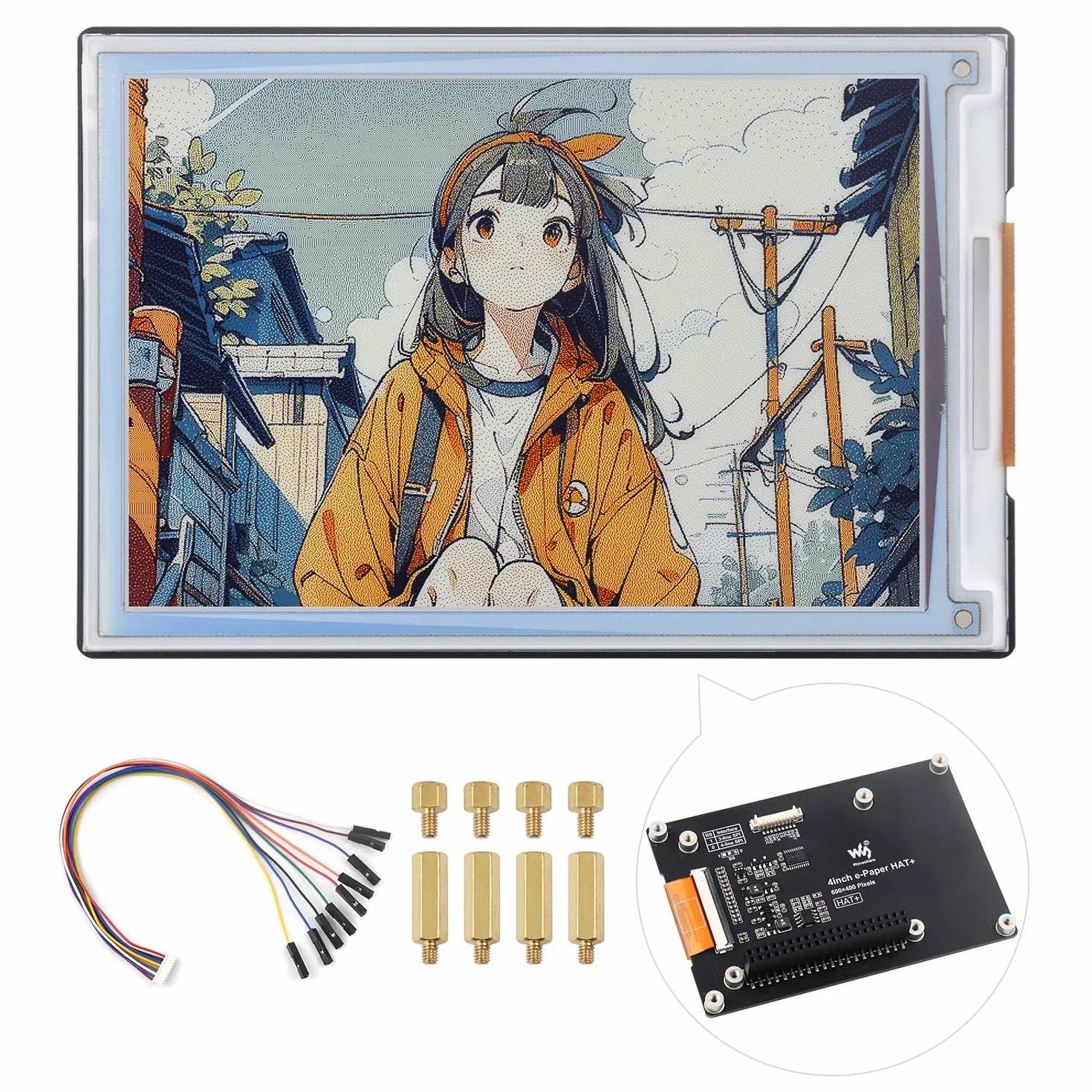 Waveshare 4inch e-Paper E6(Spectra 6) Full-Color Supports HAT+Standard e-Ink Screen Module 600 x 400 Pixels SPI Communication, Low Power Consumption, Wide Viewing Angle