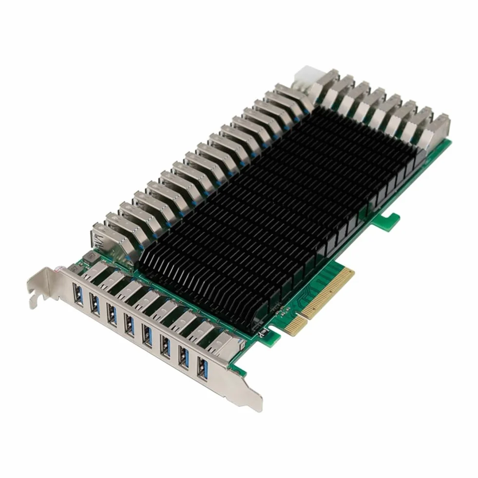 ST6101 karta adaptera USB 3.0 PCIe 5 Gb/s 8CH 32 porty PCIe2.1 X8 6Pin 160GT/S do komputerów stacjonarnych