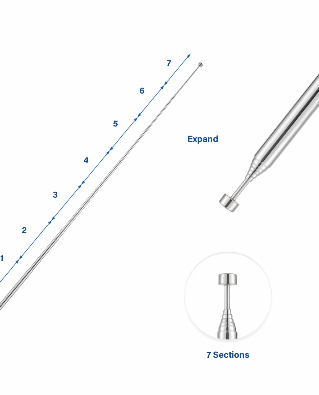2PCS TV Męskie Teleskopowa Antena 7 Sekcji TV Teleskopowa Antena Radiowa 70.5CM/27.76IN do DVB-T DVB-T2 AM FM Radio Odbiór Stereo