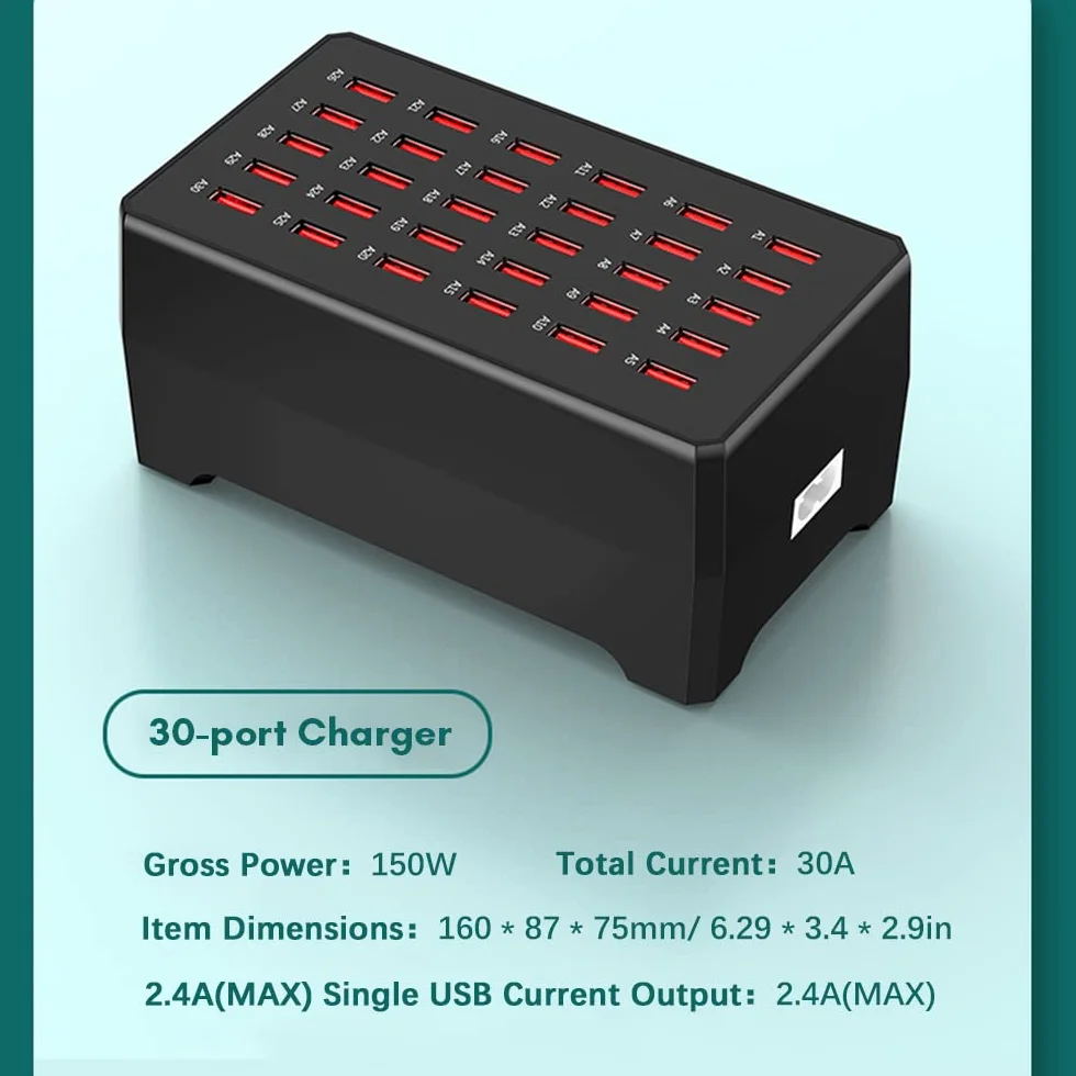 docooler Stacja ładująca USB 150 W ładowarka stołowa z gniazdem USB ładowarka stołowa 30 portów