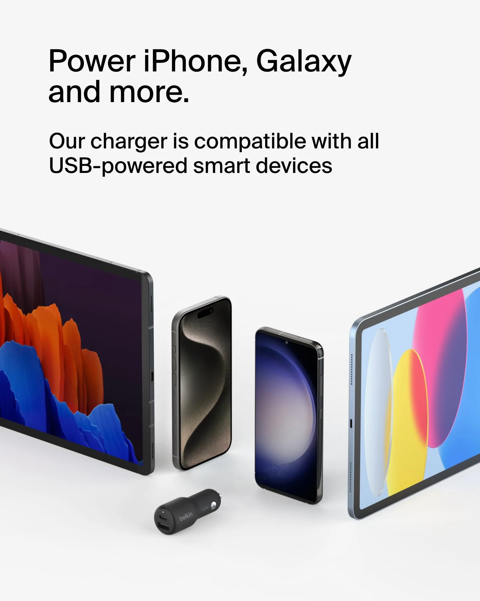 Belkin BoostCharge podwójna samochodowa ładowarka usb 42 W z portami USB-C 30 W PPS i USB-A 12 W do urządzeń Apple iPhone 16, 16 Pro, 16 Pro Max, iPhone serii 15/14/13/12, Samsung Galaxy S24, czarna