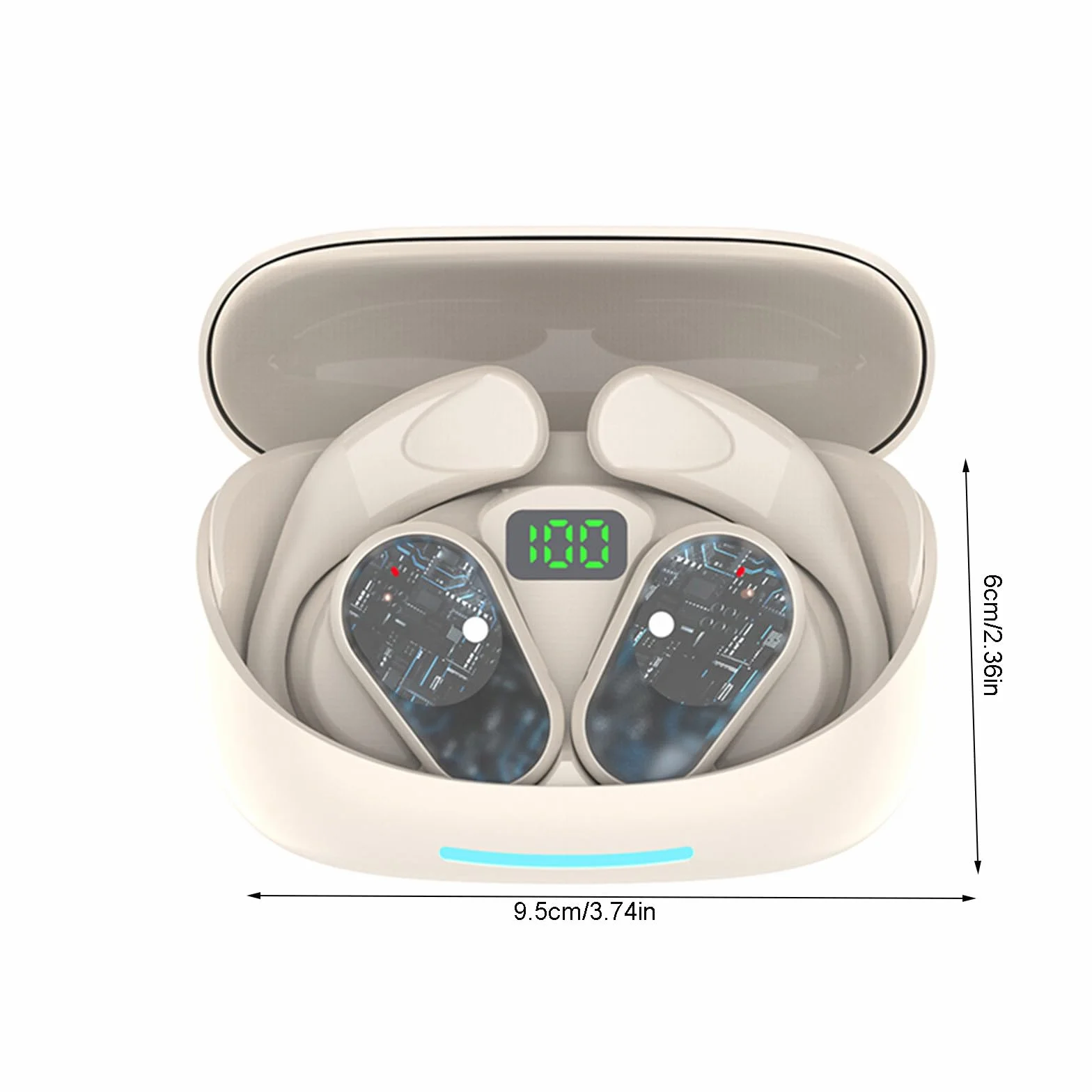 Słuchawki Bluetooth Bezprzewodowe słuchawki douszne, słuchawki wodoodporne sportowe, Bluetooth 5.3, z etui ładującym, z wyświetlaczem LED baterii do uprawiania sportu/treningu/siłowni/biegania/1475
