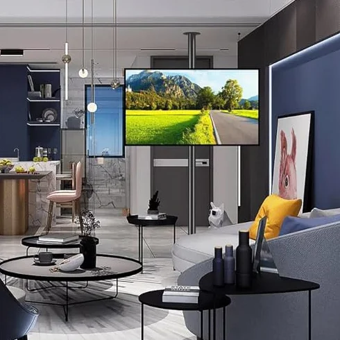 Uchwyt Sufitowy Do Telewizora, Uniwersalny, Do Telewizorów Lcd 32-75 Cali, Obrotowy 360°, Wytrzymały, Do 41 Kg, Łatwy Montaż, Regulowany Uchwyt Podłogowy Do Kina Domowego
