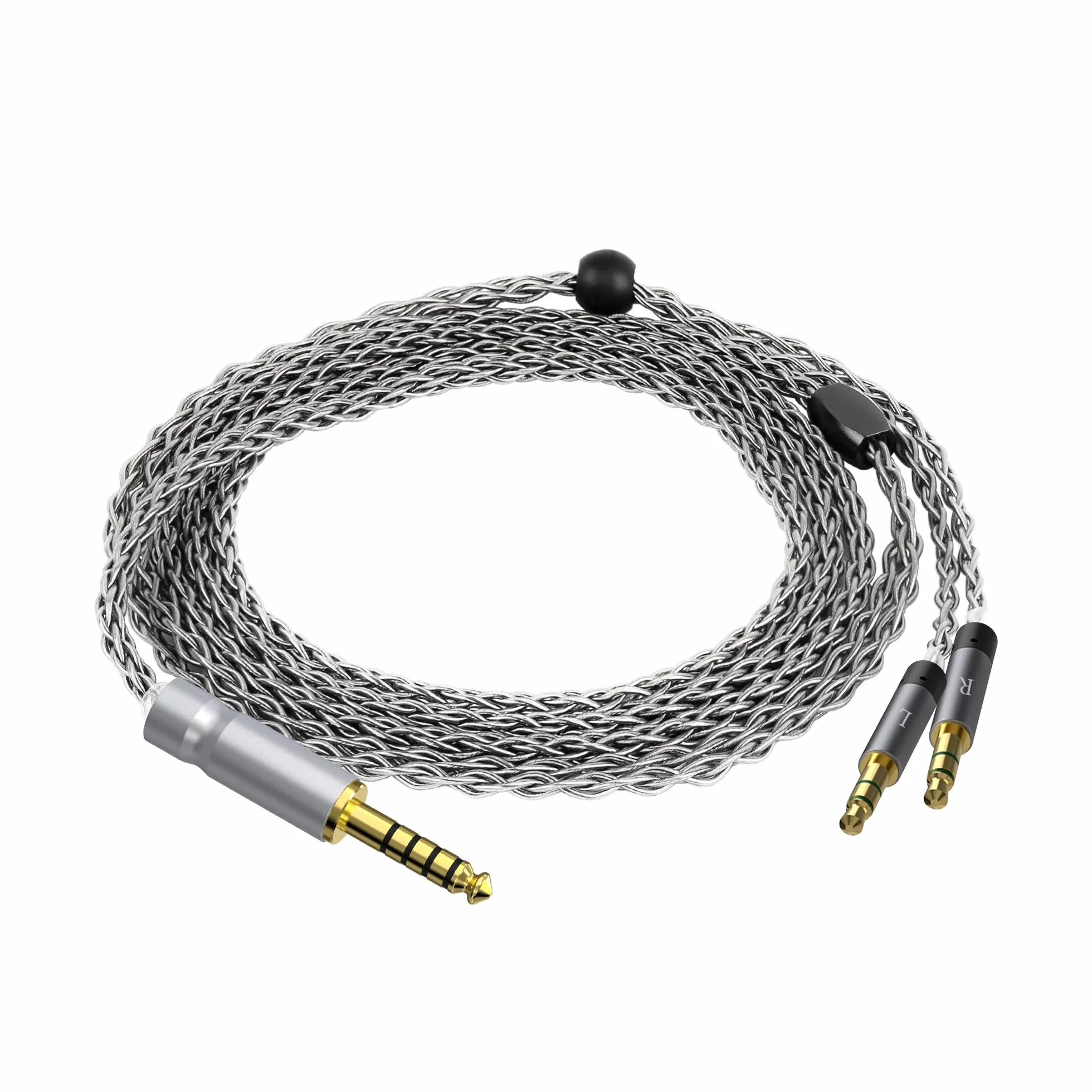 GEEKRIA Apollo, posrebrzany miedziany kabel audio upgrade, kompatybilny z Meze Audio 99 Classics Series, 109 PRO, LIRIC 2, LIRIC, 4,4 mm na Dual 3,5 mm, kabel zamienny (1,5 m, srebrny)