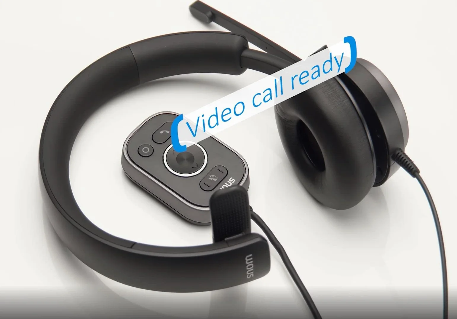 Snom A330M zestaw słuchawkowy nauszny, pasywna redukcja szumów, zestaw słuchawkowy VoIP, kabel USB / RJ9 / 3.5 jack ze sterowaniem rozmowy, miękka sztuczna skóra, czarny; 0004597