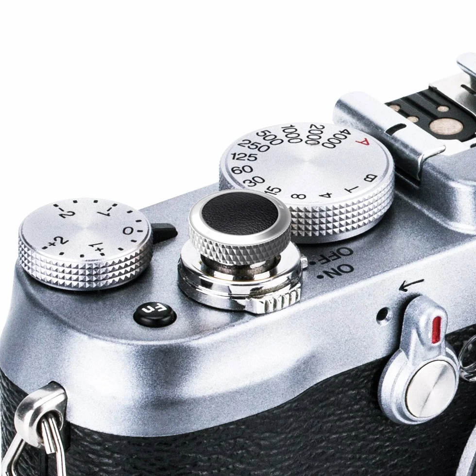 JJC Przycisk spustowy do Fujifilm Fuji X100VI X100V X-T5 X-T4 X-T3 X-PRO3 X-PRO2 X100F X-T20 XT3 XT2 X100T X-E4 X-E3 XPRO-1 X-T10 X100 X100S X-E2S X30 x 20 x 10 cm | Lita miedź z silikonem, w zestawie 2 gumowe pierścienie do aparatu Fuji, różne style