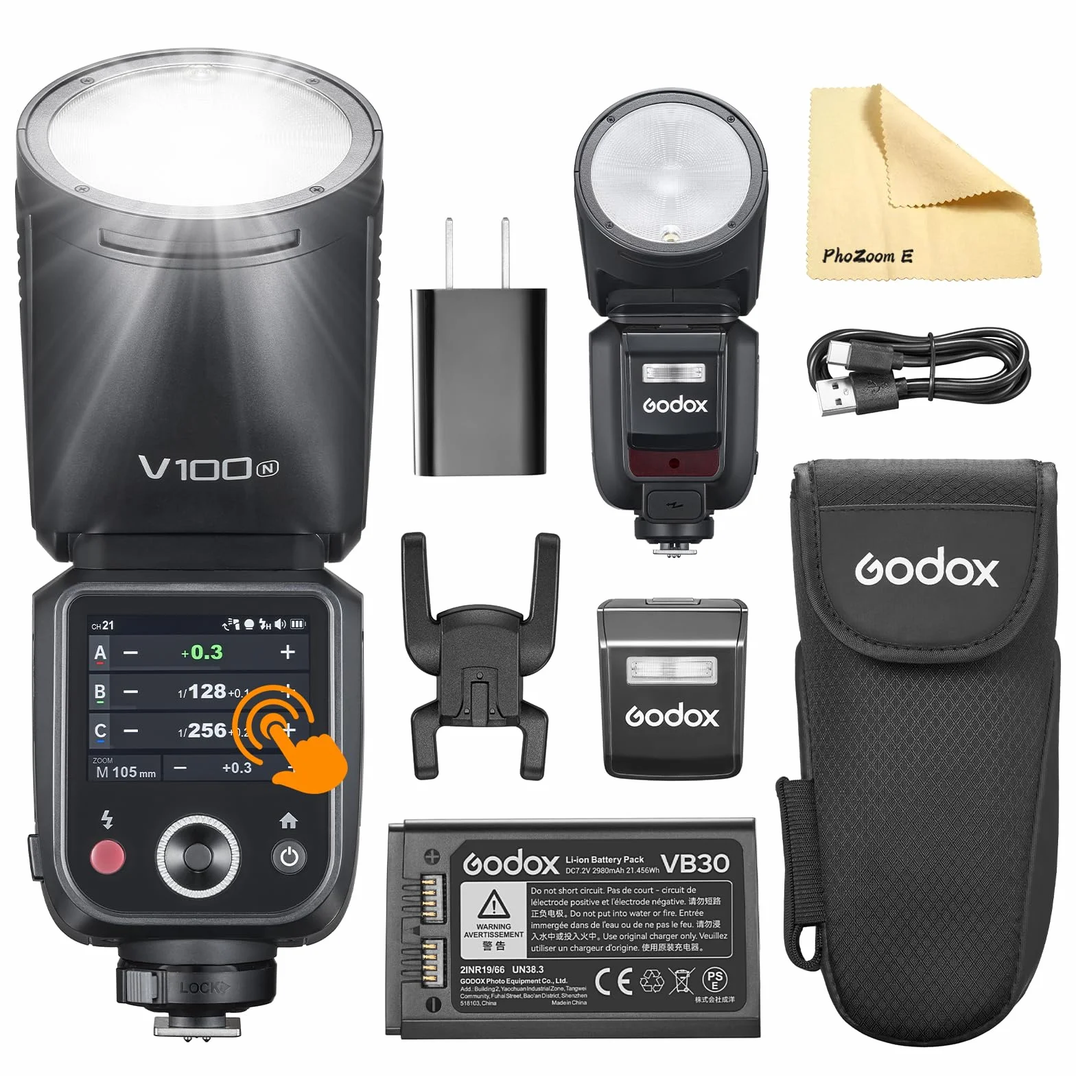 Godox V100-N V100 N lampa błyskowa z okrągłą głowicą TTL Speedlite kompatybilna z Nikon 2.4G Wireless TTL Speedlight Strobe 100Ws HSS 1/8000s z litowo-jonową baterią błyskową obsługuje typ C