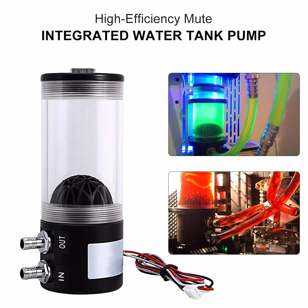 Wymiennik ciepła z pompą wodną, pompa chłodząca wodą PC 500 l/h, 10 W, DC12 V, chłodzenie CPU, akryl G1/4, komputer DIY, zbiornik cylindryczny do chłodzenia wodą