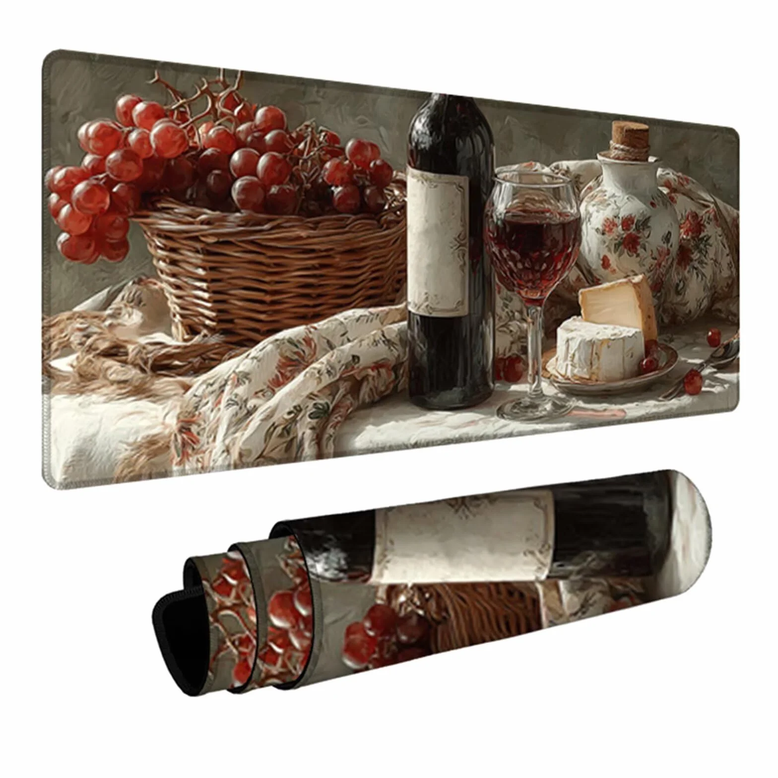 Podkładka pod mysz do wina XXL, duża podkładka pod biurko 1600 x 800 x 3 mm z winogronem, podkładka pod mysz o wysokiej precyzji i szybkości, mata biurowa z gumową podstawą, akcesoria do gier, do