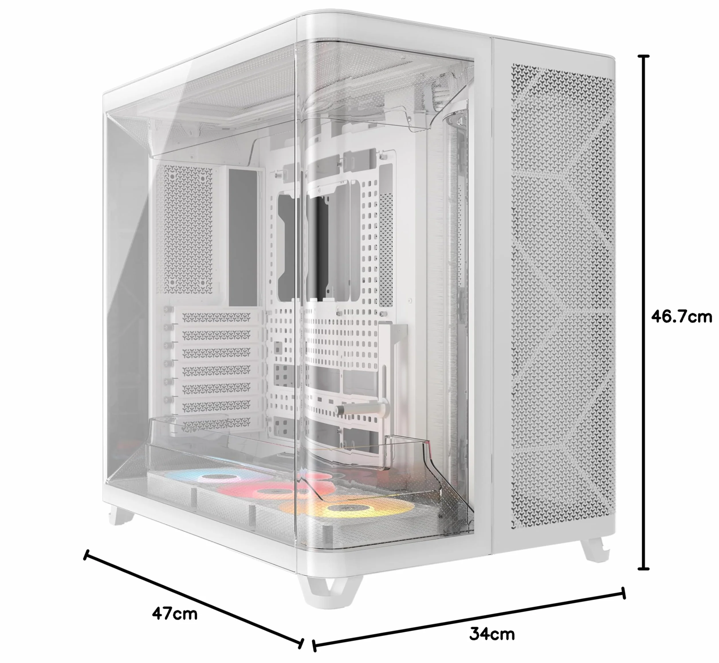CORSAIR AIR 5400 RS-R ARGB trzykomorowa obudowa Mid-Tower Panoramiczna PC – 3 x wstępnie zainstalowane wentylatory RS120-R ARGB, niski poziom hałasu, kanały o wysokim przepływie powietrza, tylna płyta