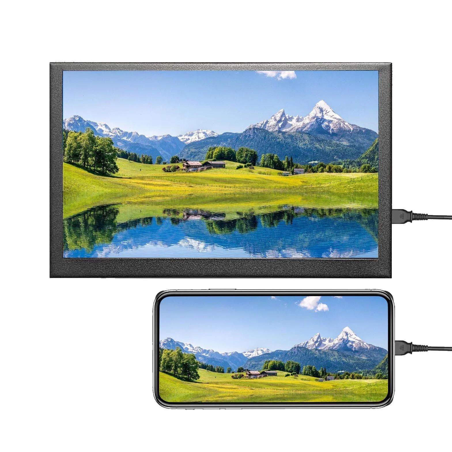Przenośny Monitor, 7-calowy Pojemnościowy Ekran Dotykowy o Rozdzielczości 1024 X 600 i Jasności 400 Cd/m², Współczynnik Kontrastu 700:1, dla Systemu dla Systemu Gry