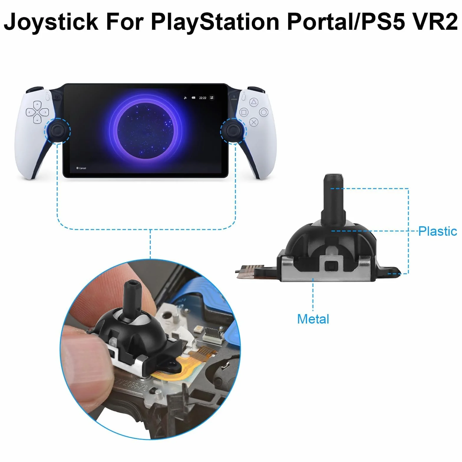 EEEKit Zamiennik Joysticków Modu Czujnikiem Analogowym 3D, Kije Kciuki Zestaw Naprawczy do Kontrolera PS5 Portal PSVR2, 2 Szt
