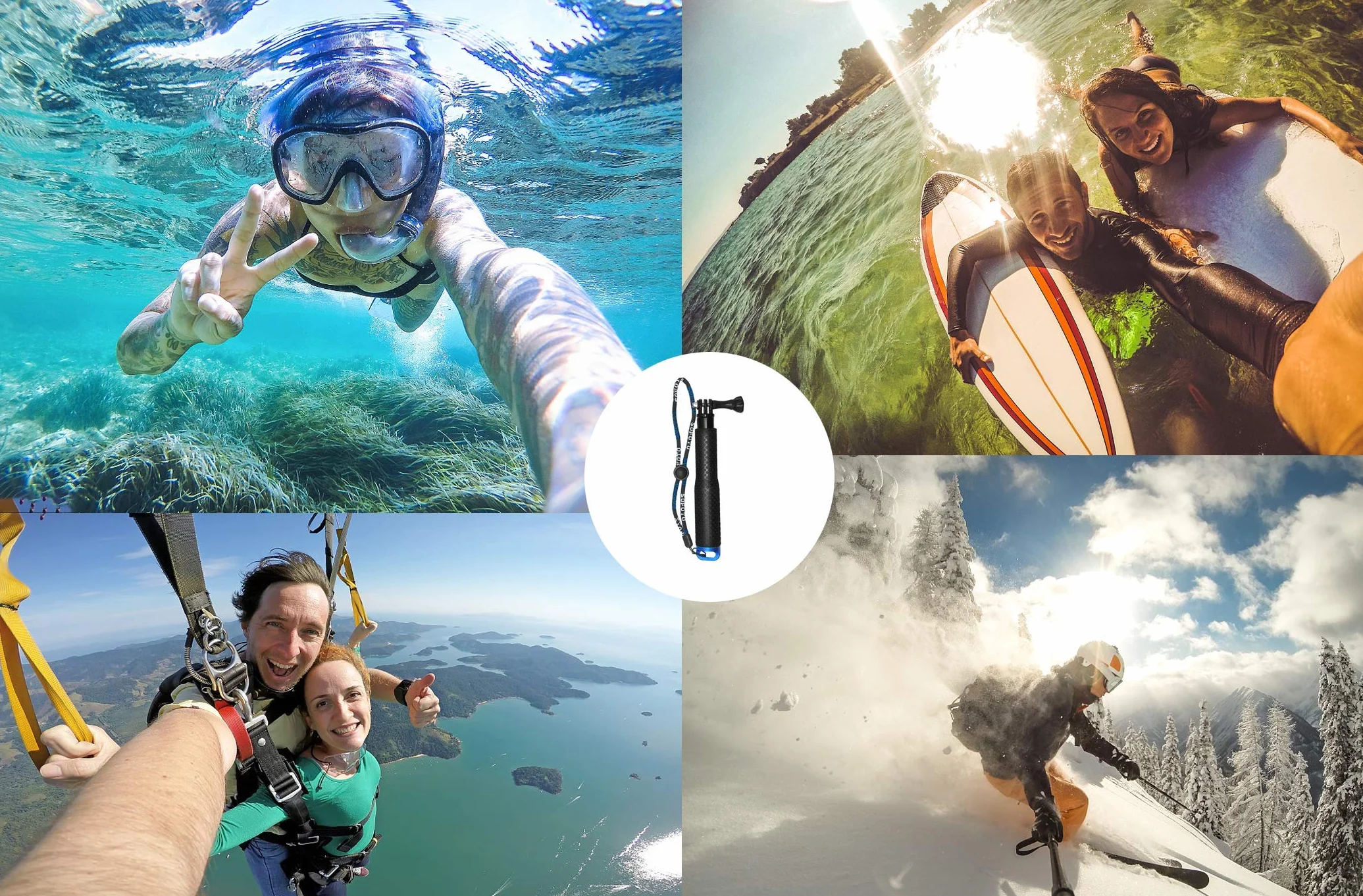 Wodoodporny wysuwany kij do selfie, aluminiowy uchwyt do GoPro 3+/4/3/2/5, 48.3 cm