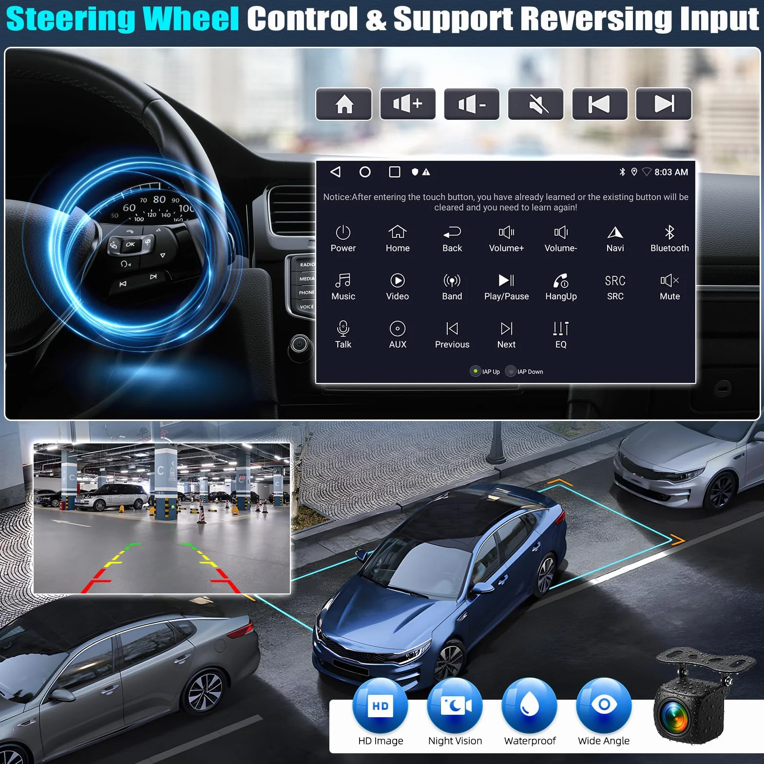 CAMECHO 2+64G 9" Android 13 radio samochodowe do Mercedesa Benz Smart Fortwo W451 2011-2015 z bezprzewodowym Carplay Android Auto, nawigacja GPS Radio ekran dotykowy HD z Bluetooth WiFi RDS FM +