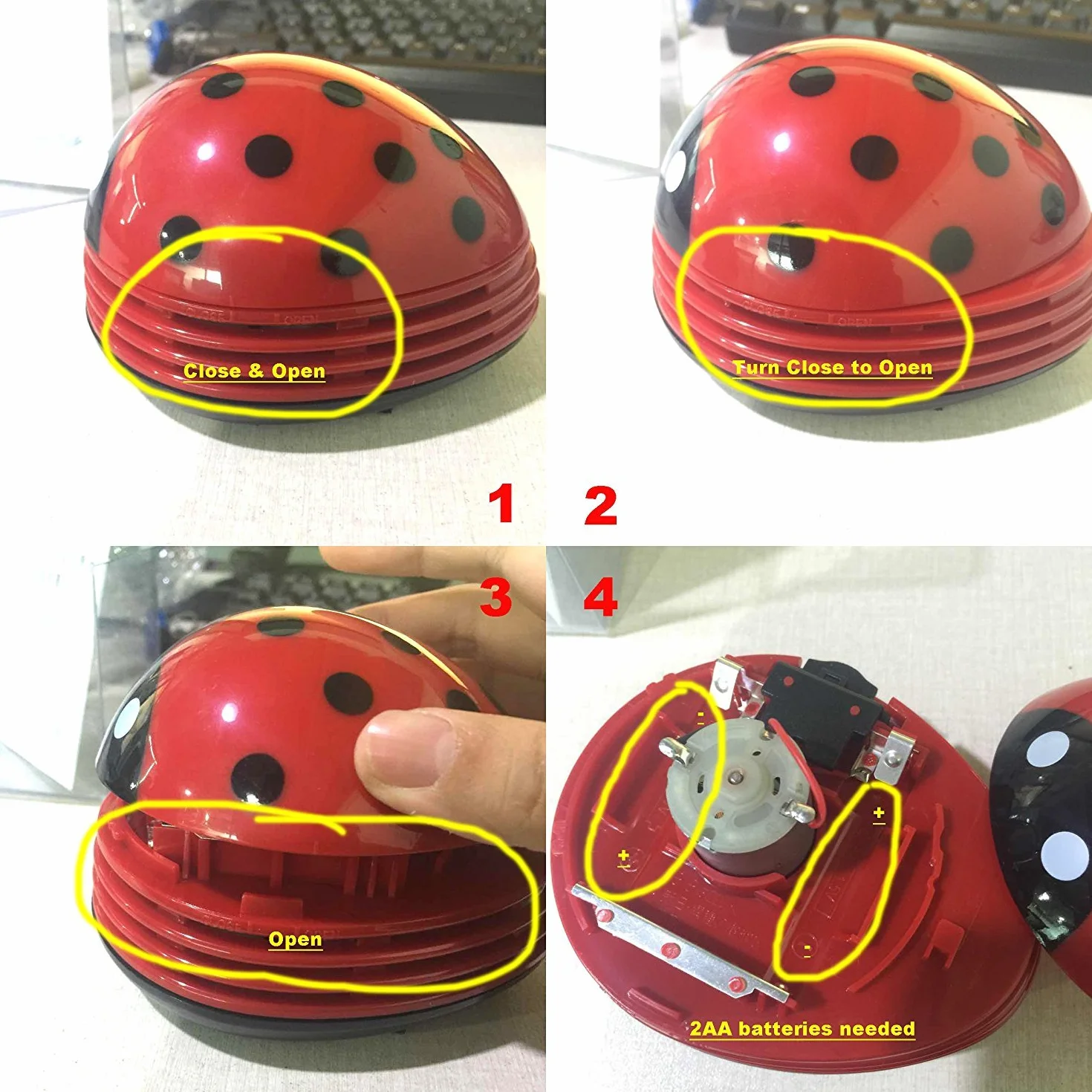 Mini odkurzacz Beetle do biurka, przenośny, czerwony