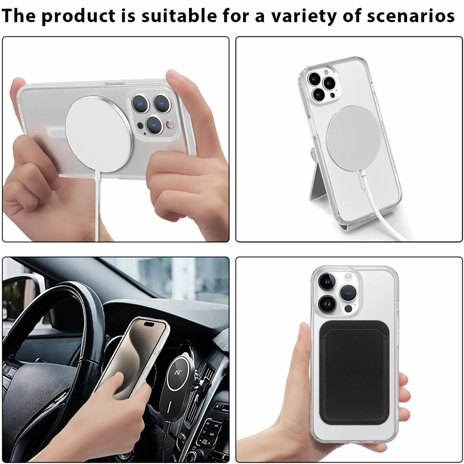 Yoedge Etui na iPhone 16 Pro Max przezroczyste magnetyczne Magsafe silikonowe TPU z paskiem 17,5 cm